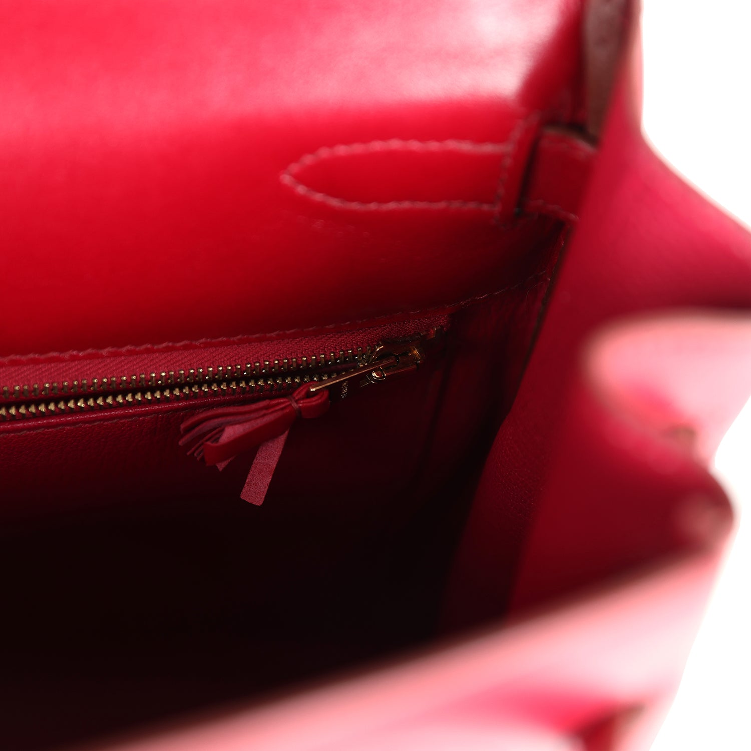 Pre-owned Hermes Ghillies Kelly Retourne 35 Rubis Tadelakt Permabrass Hardware
