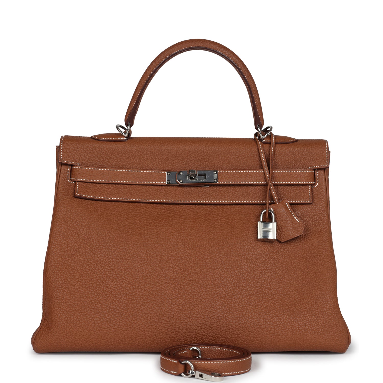 Pre-owned Hermes Kelly Retourne 35 Gold Togo Palladium Hardware
