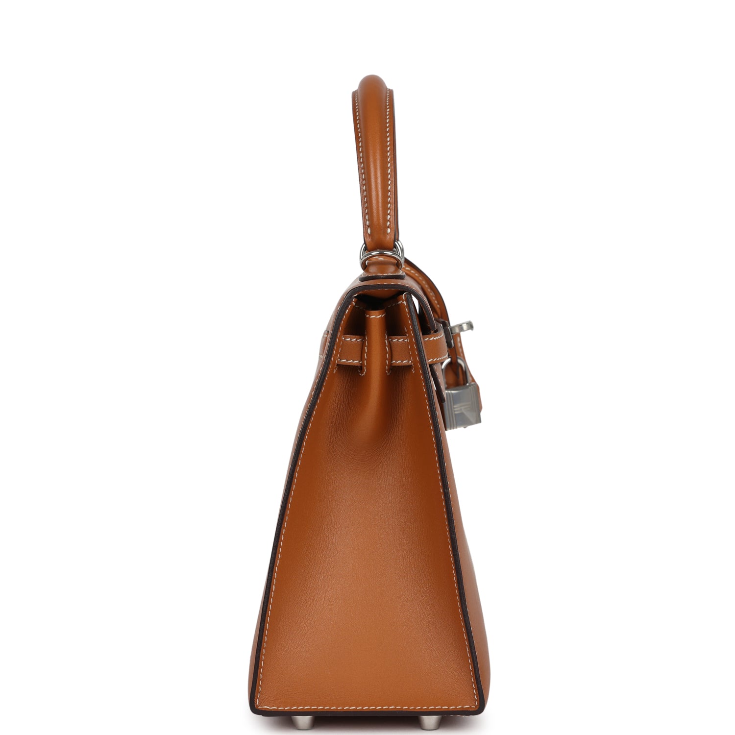 Pre-owned Hermes Kelly Sellier 25 Natural Sable Butler Palladium Hardware