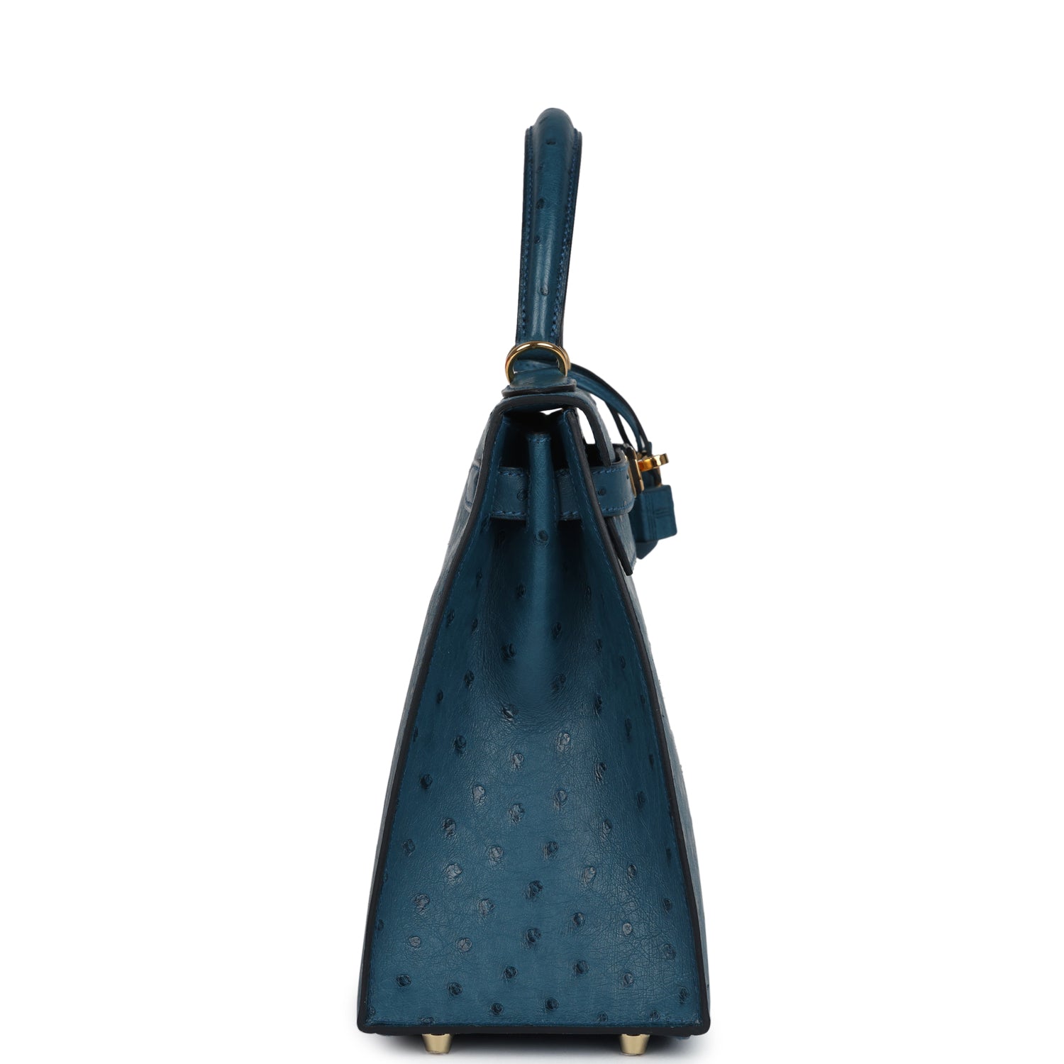 Hermes Kelly Sellier 28 Cobalt Ostrich Gold Hardware