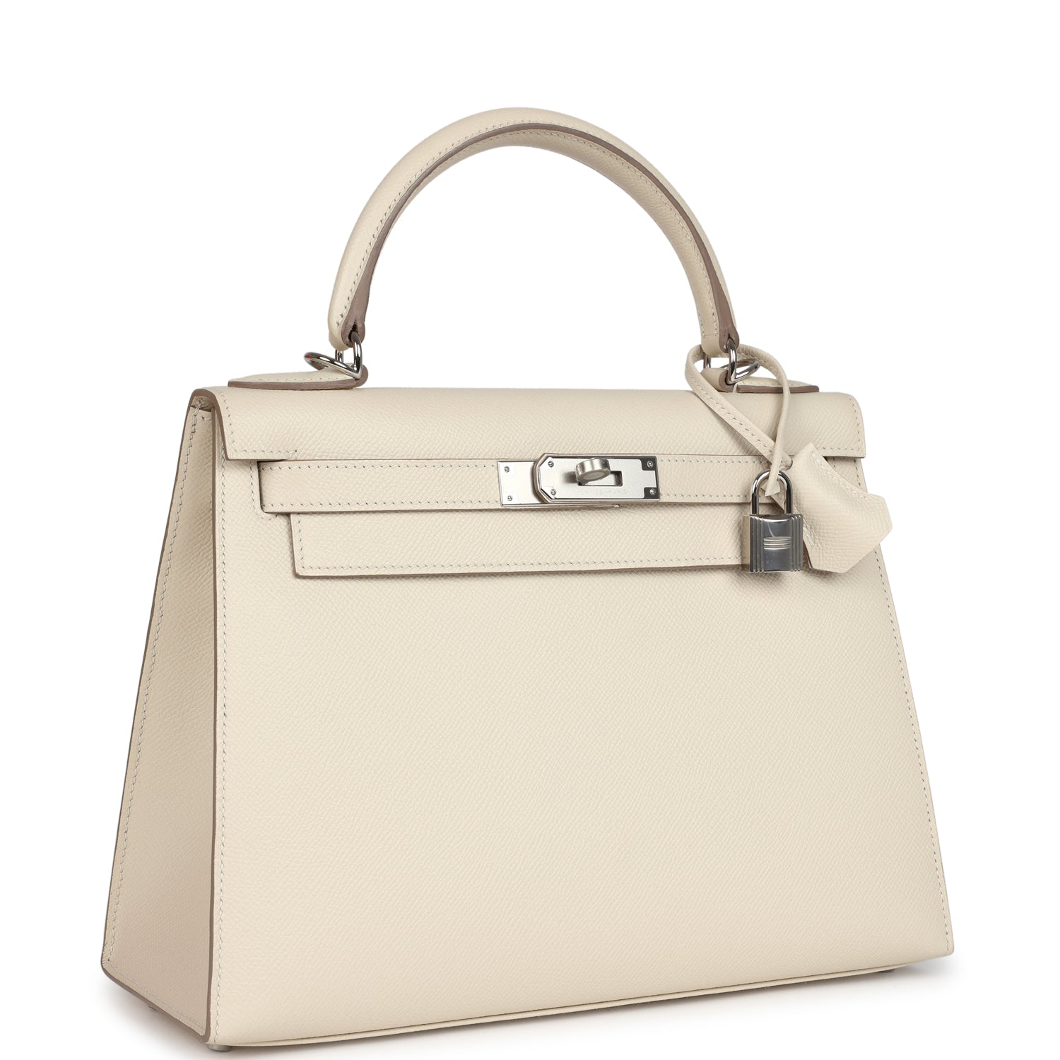 Hermes Kelly Sellier 28 Craie Epsom Palladium Hardware