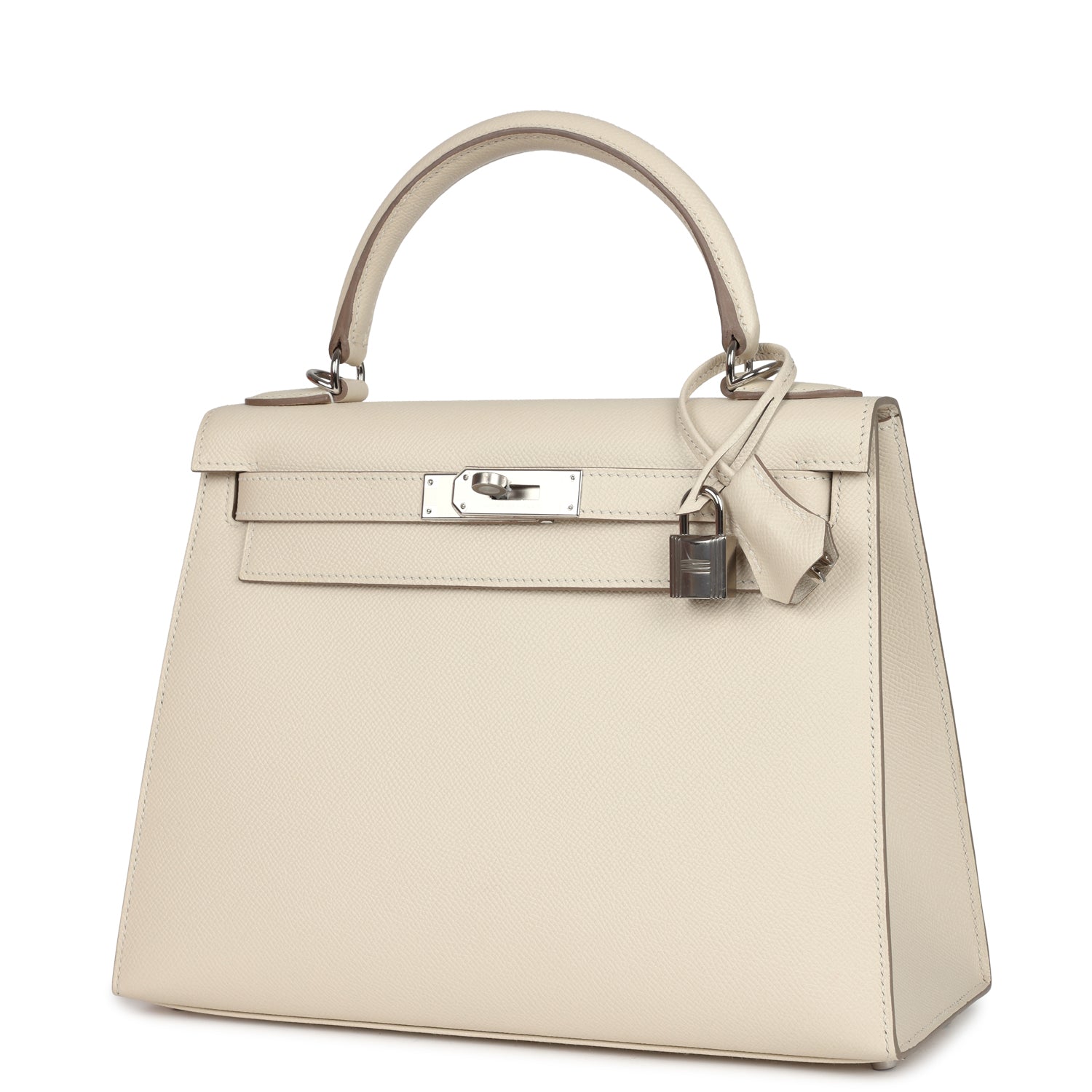 Hermes Kelly Sellier 28 Craie Epsom Palladium Hardware