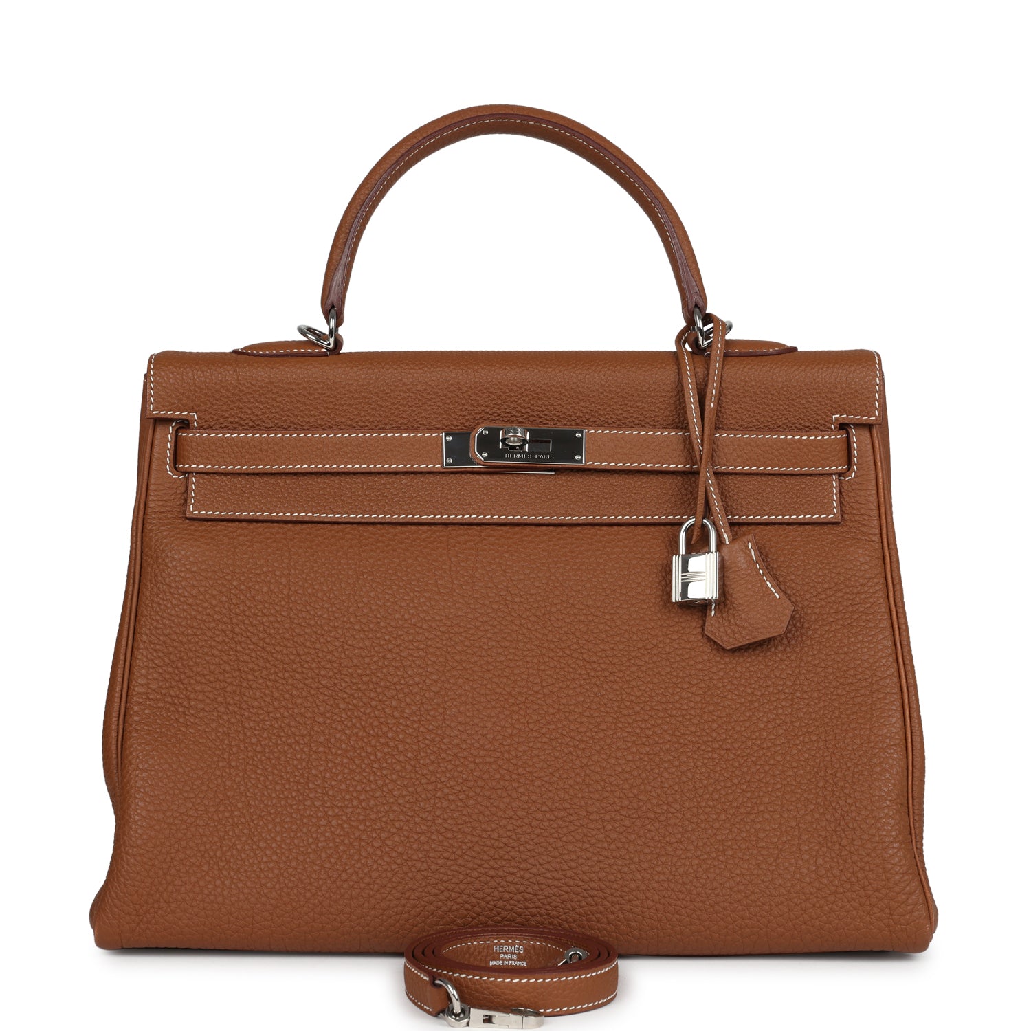 Pre-owned Hermes Kelly Retourne 35 Gold Togo Palladium Hardware