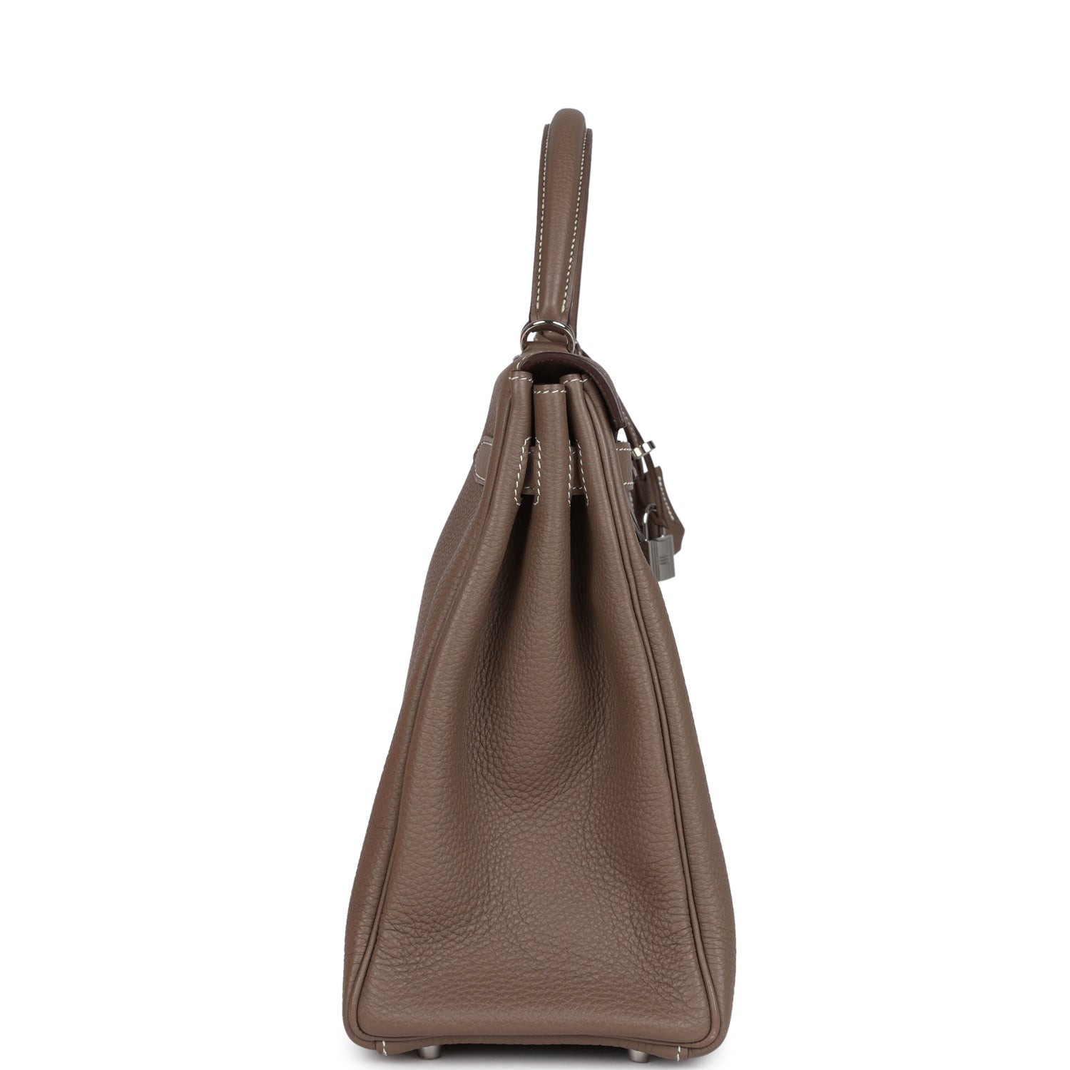 Pre-owned Hermes Kelly Retourne 35 Etoupe Togo Palladium Hardware