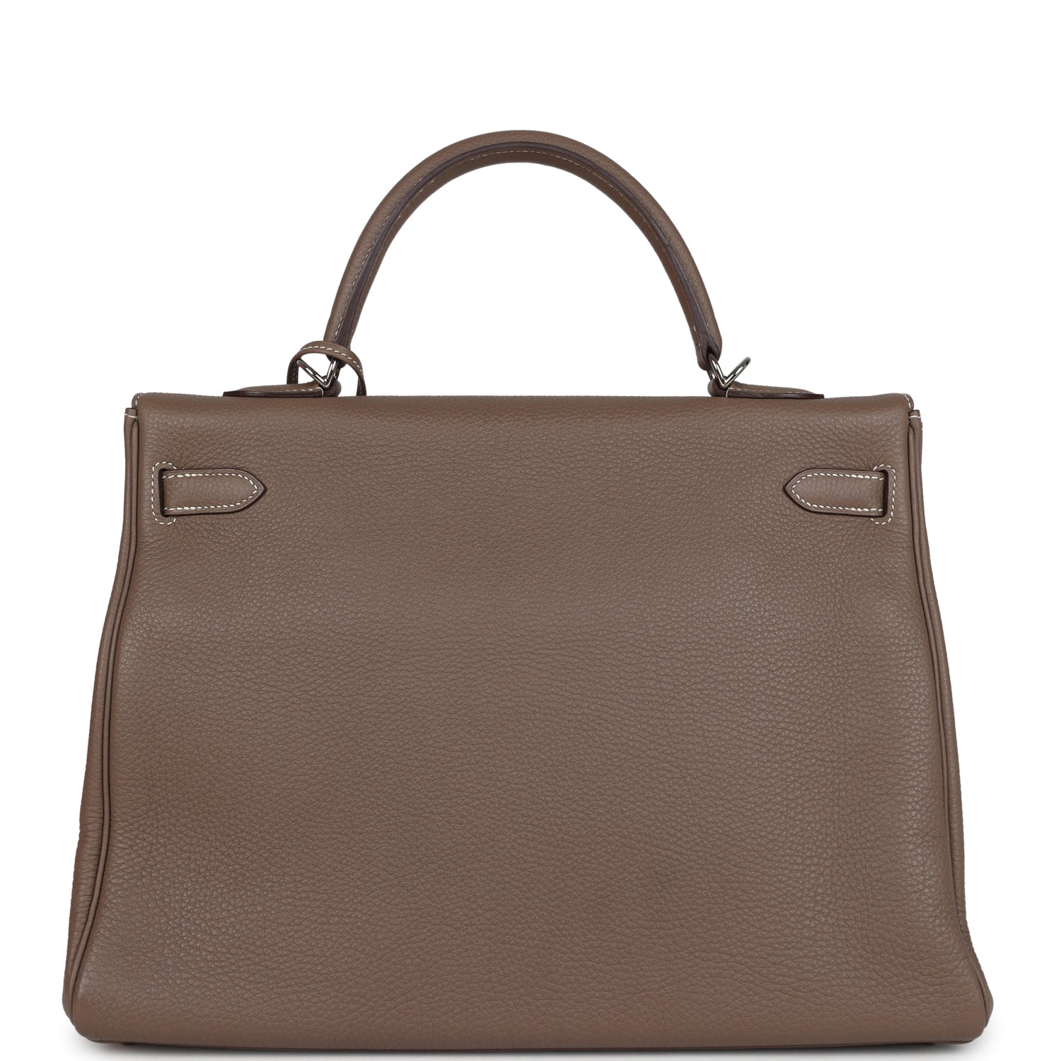 Pre-owned Hermes Kelly Retourne 35 Etoupe Togo Palladium Hardware