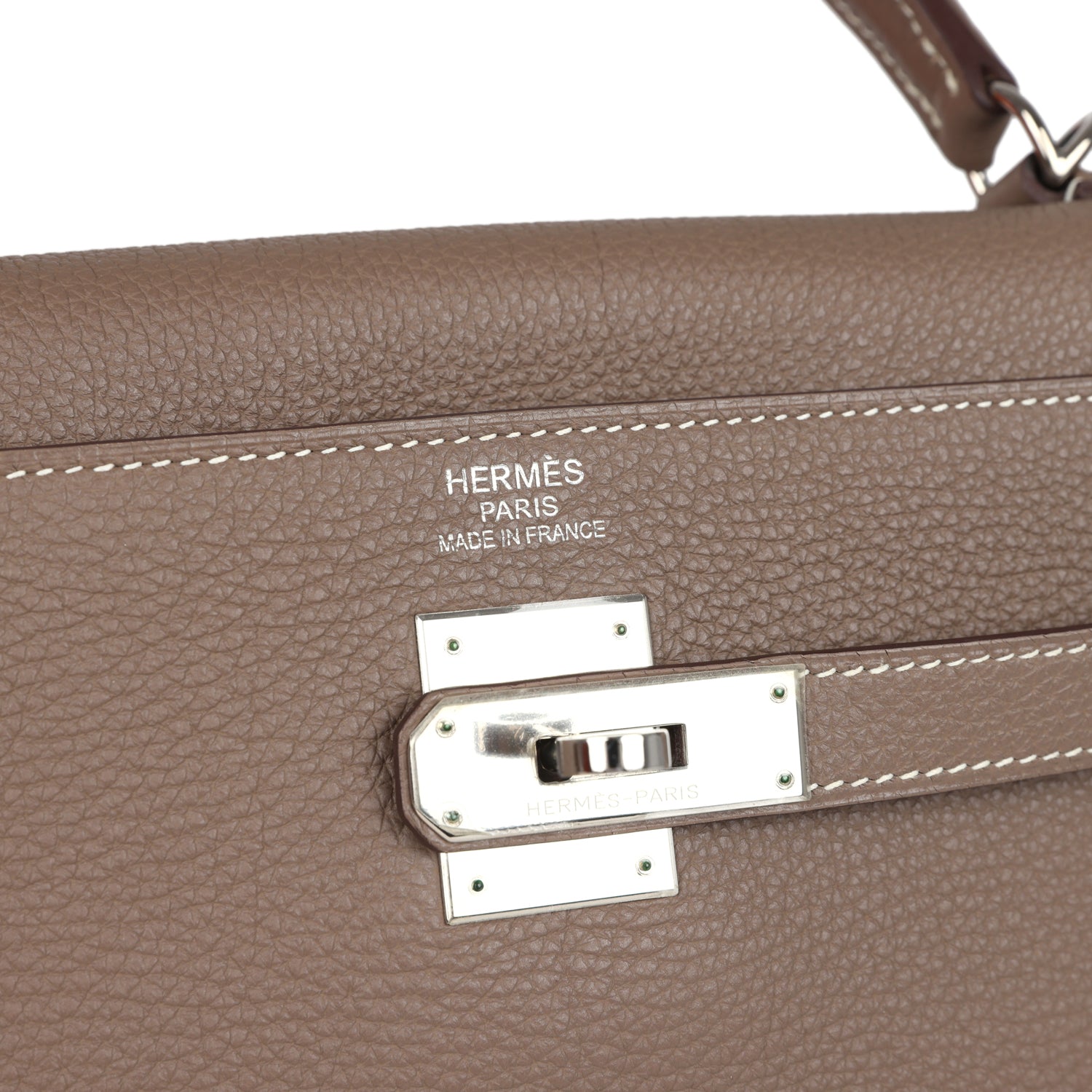 Pre-owned Hermes Kelly Retourne 35 Etoupe Togo Palladium Hardware