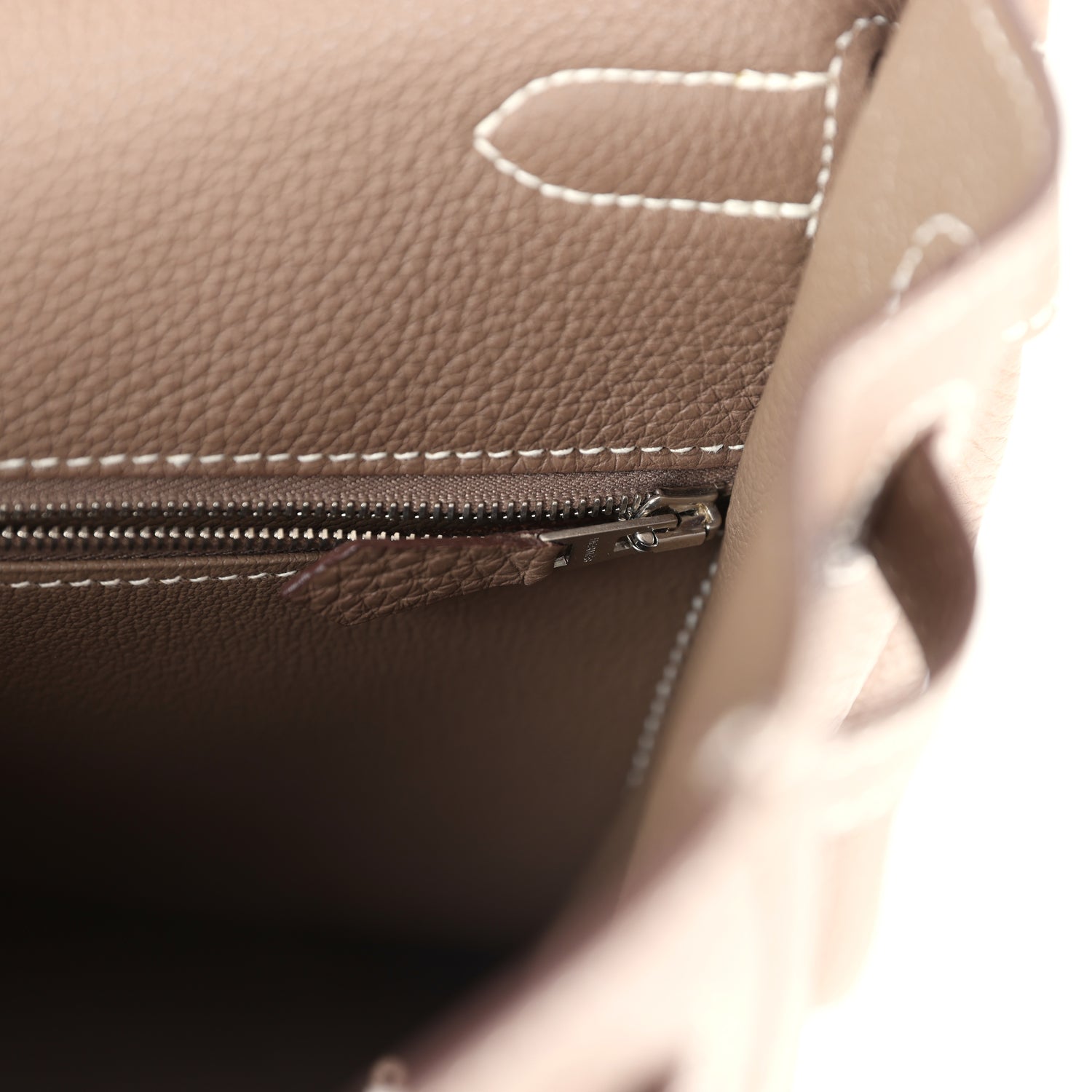 Pre-owned Hermes Kelly Retourne 35 Etoupe Togo Palladium Hardware