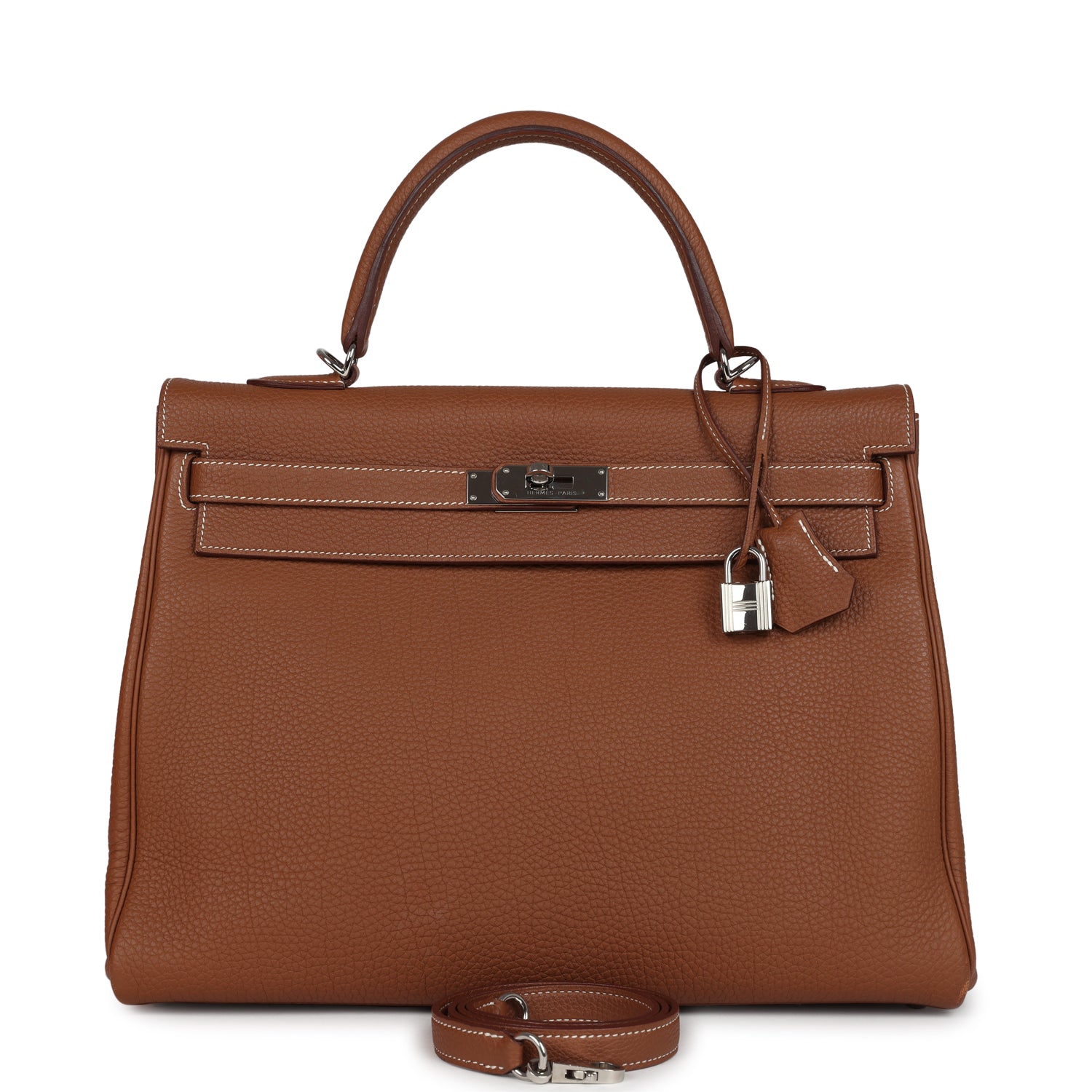 Pre-owned Hermes Kelly Retourne 35 Gold Togo Palladium Hardware