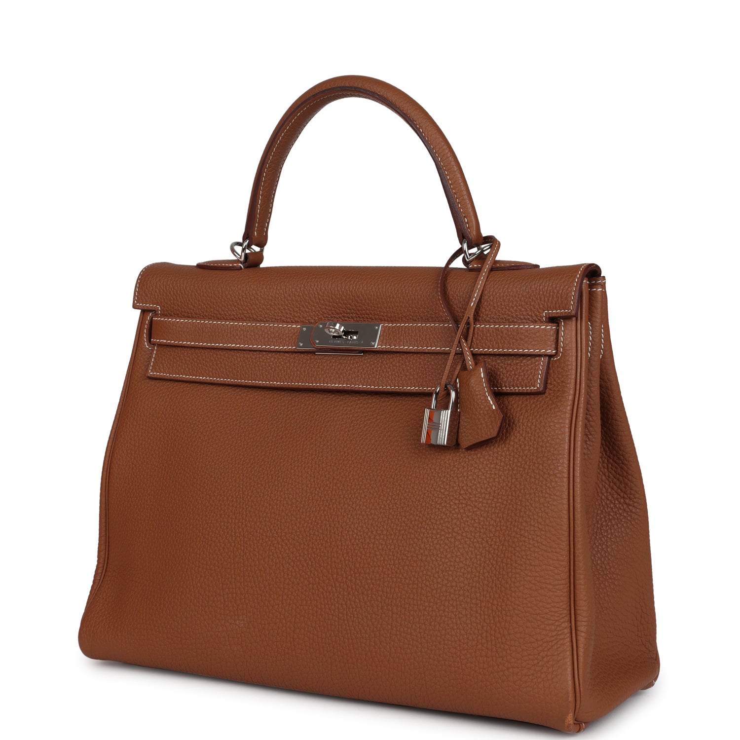 Pre-owned Hermes Kelly Retourne 35 Gold Togo Palladium Hardware