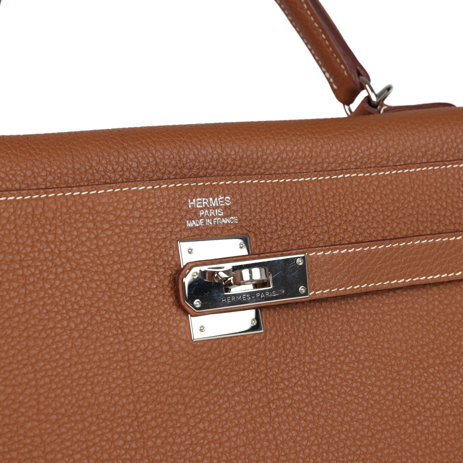 Pre-owned Hermes Kelly Retourne 35 Gold Togo Palladium Hardware