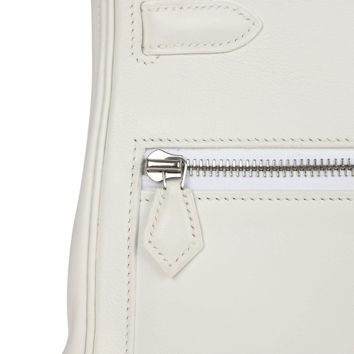 Pre-owned Hermes Kelly Lakis 35 White Swift Palladium Hardware