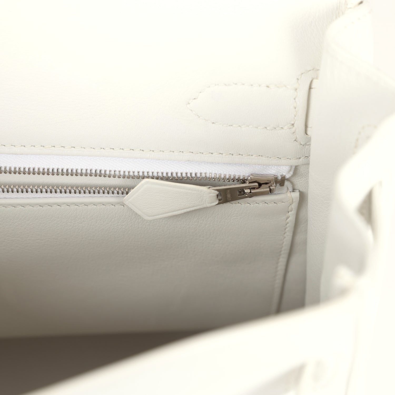Pre-owned Hermes Kelly Lakis 35 White Swift Palladium Hardware