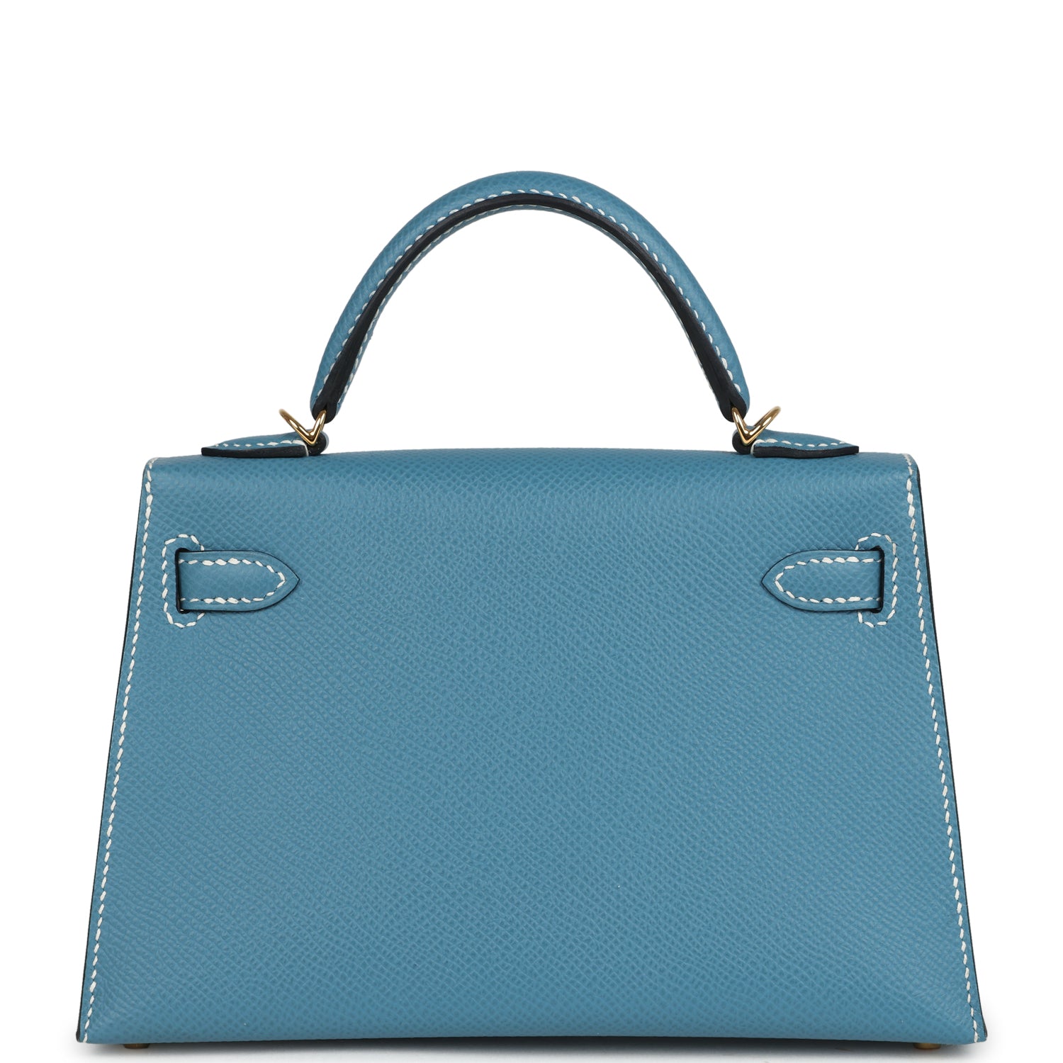 Pre-owned Hermes Kelly Sellier 20 Blue Jean Epsom Gold Hardware