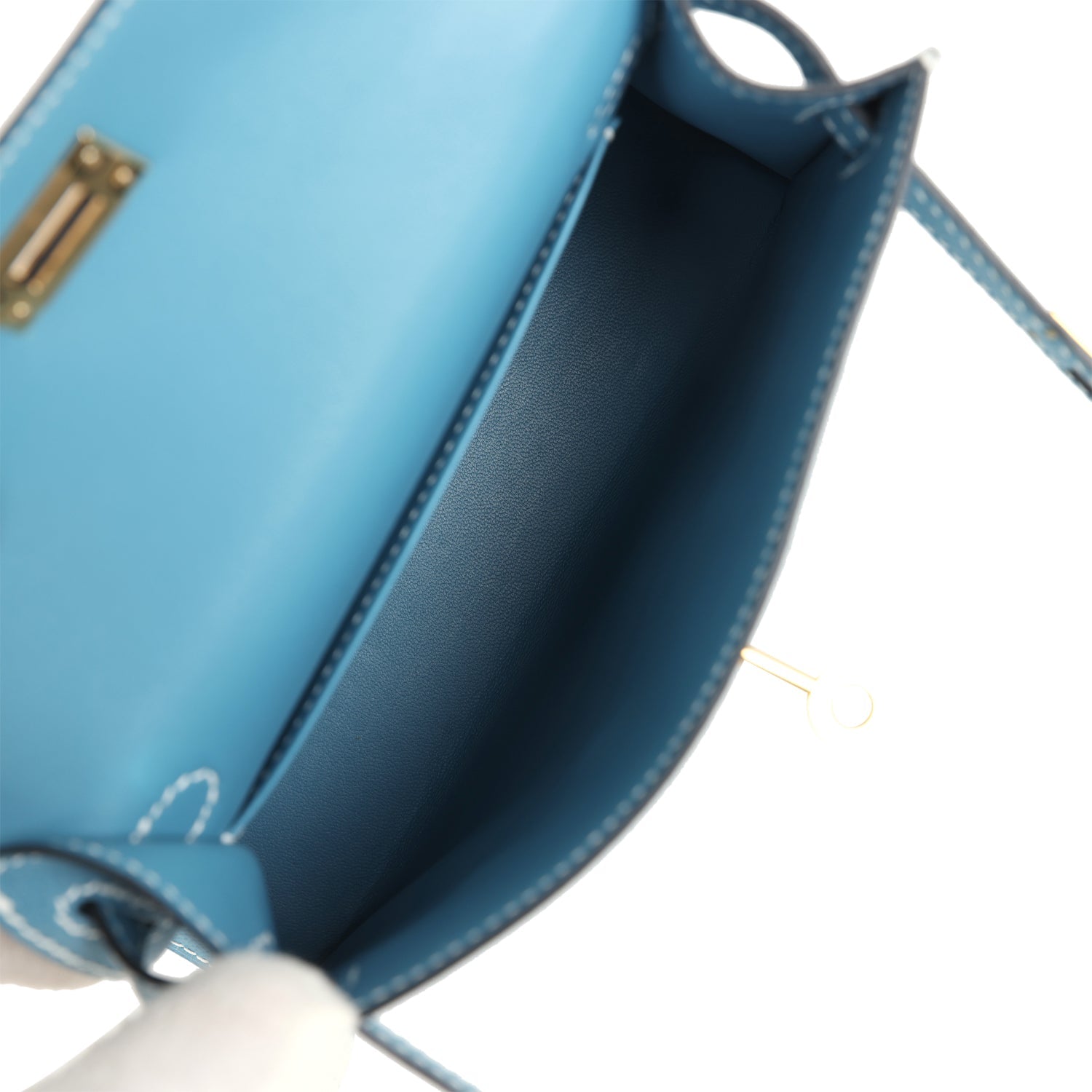 Pre-owned Hermes Kelly Sellier 20 Blue Jean Epsom Gold Hardware