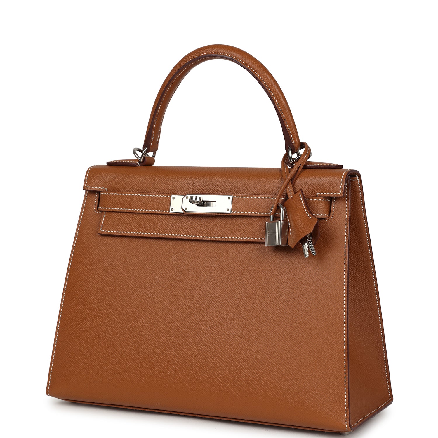 Pre-owned Hermes Kelly Sellier 28 Gold Epsom Palladium Hardware