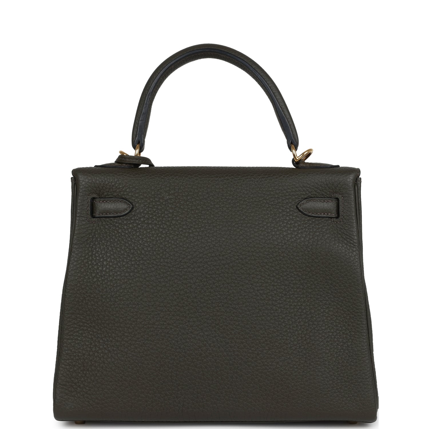 Pre-owned Hermes Kelly Retourne 25 Vert De Gris Togo Gold Hardware