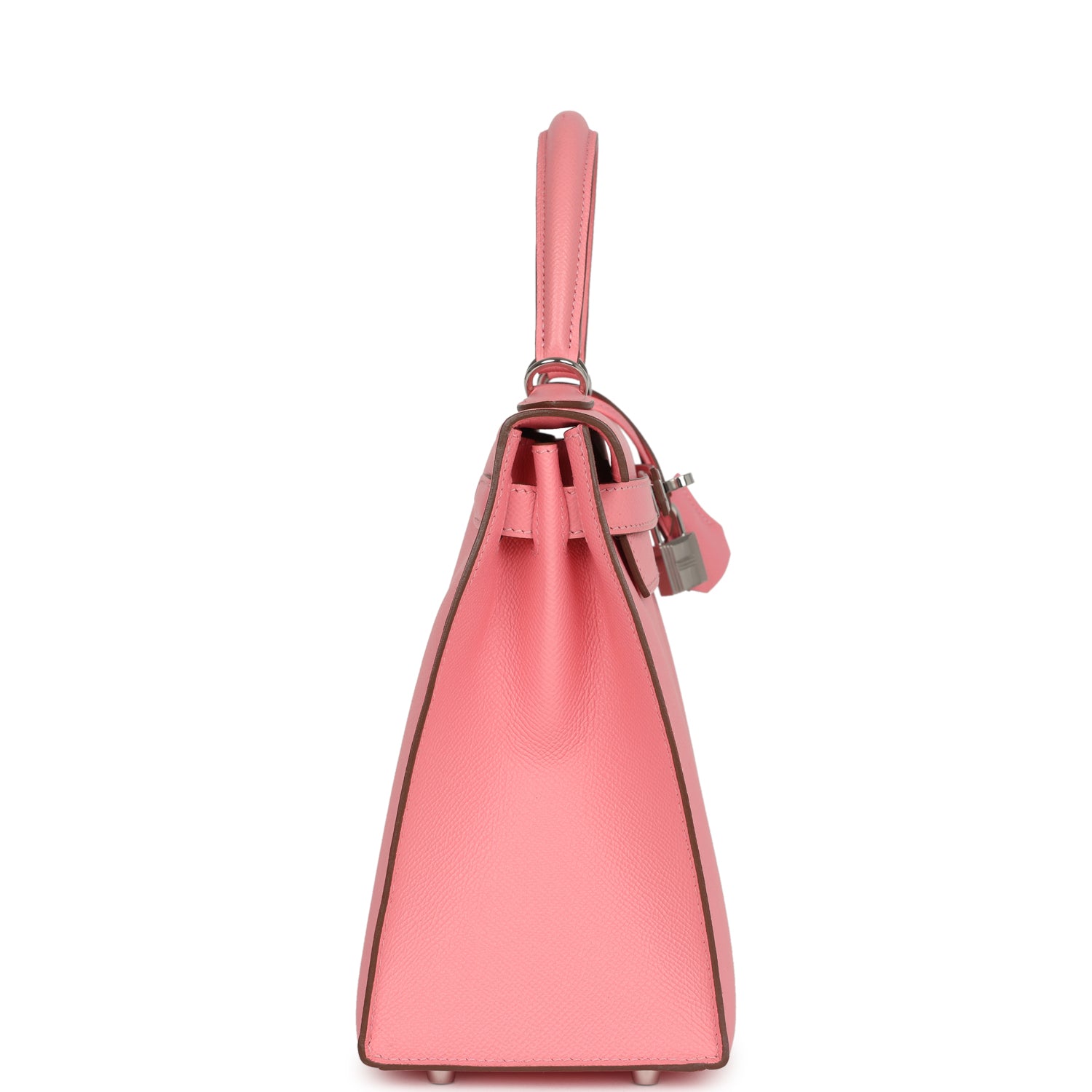 Pre-owned Hermes Kelly Sellier 28 Rose Confetti Epsom Palladium Hardware