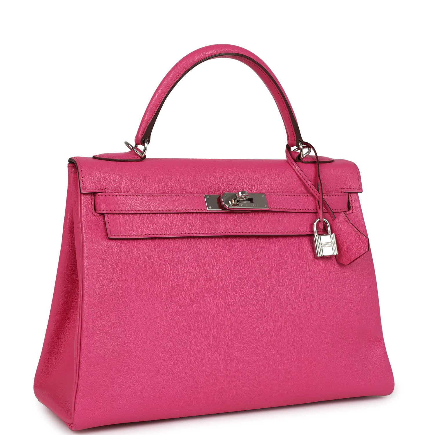 Pre-owned Hermes Kelly Retourne 32 Rose Tyrien Chevre Palladium Hardware