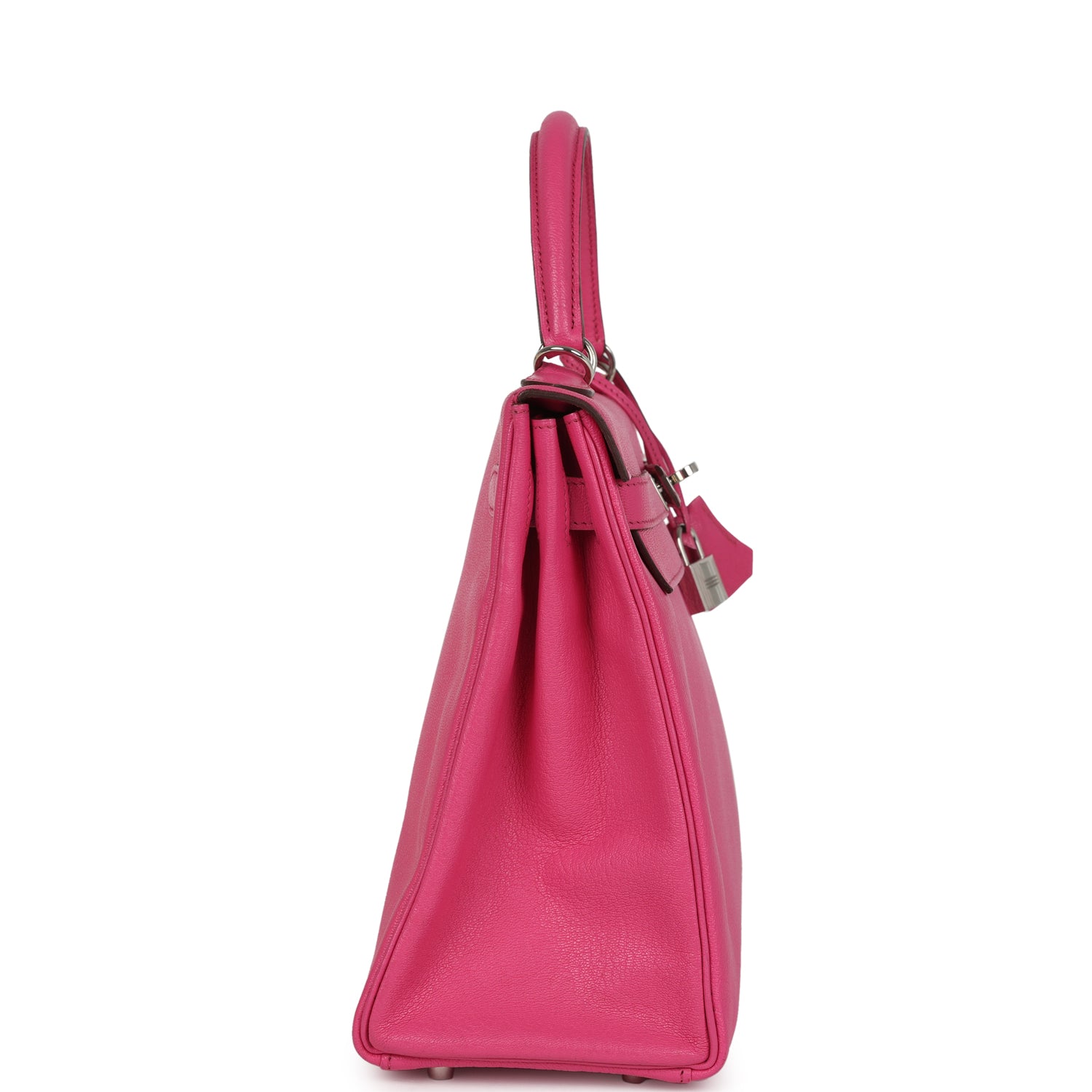 Pre-owned Hermes Kelly Retourne 32 Rose Tyrien Chevre Palladium Hardware