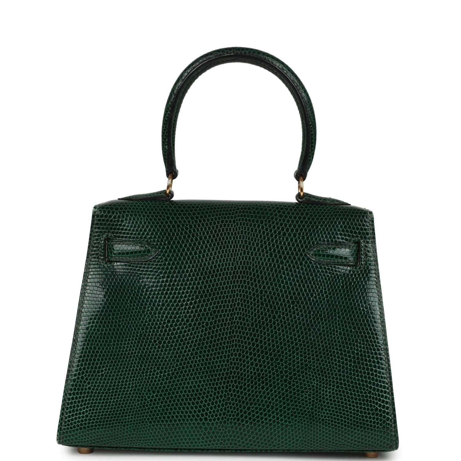 Vintage Hermes Kelly Sellier 20 Vert Fonce Varanus Salvator Lizard Gold Hardware