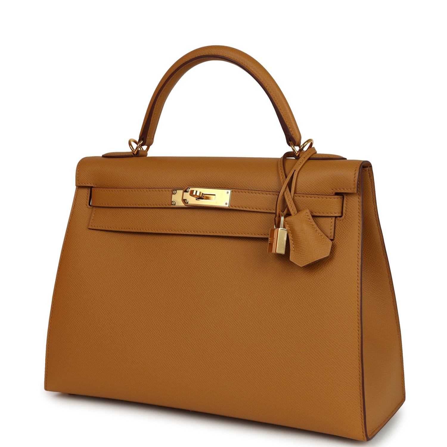 Pre-owned Hermes Kelly Sellier 32 Sesame Epsom Gold Hardware