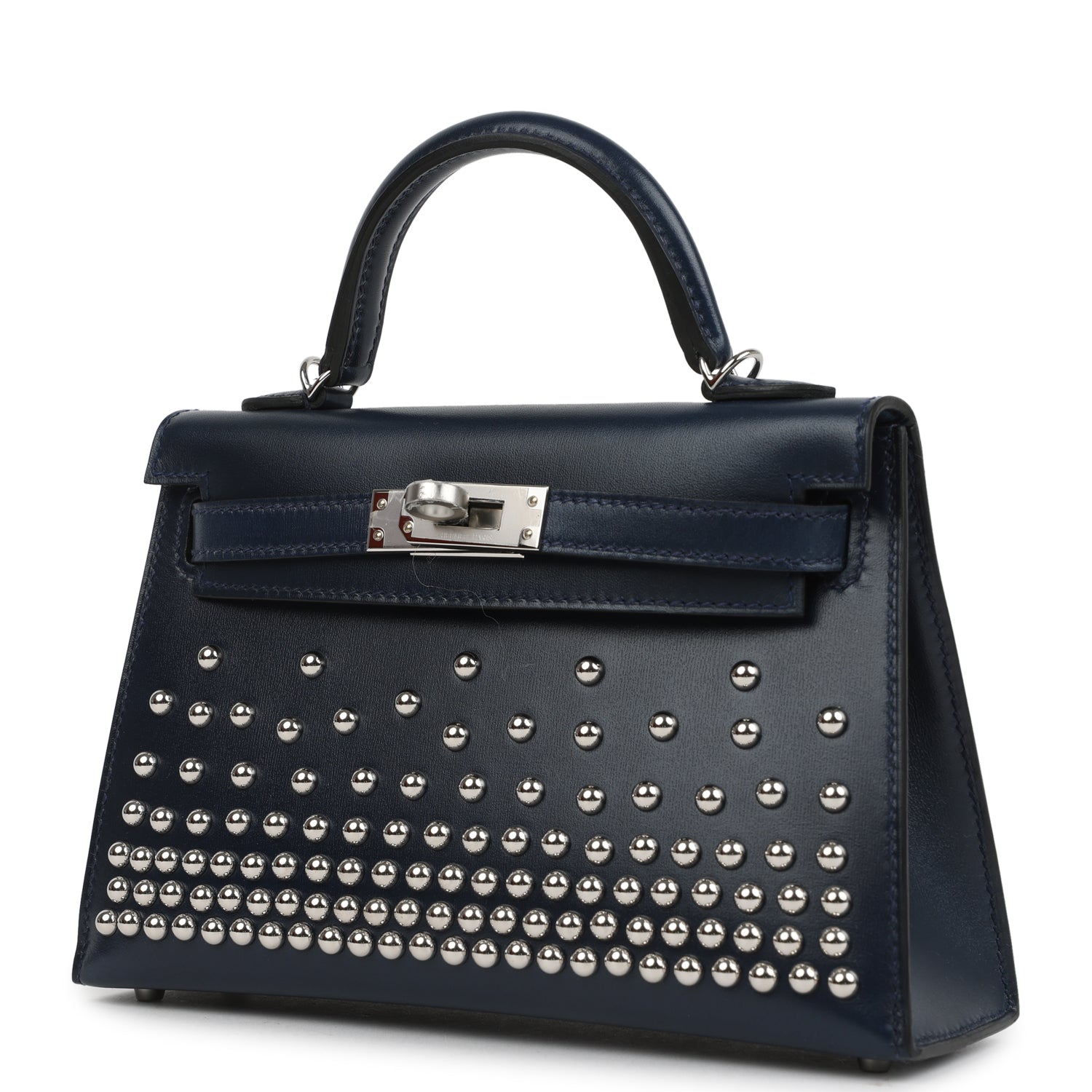 Hermes Kelly Sellier 20 Clouté Bleu Abysse Box Palladium Hardware