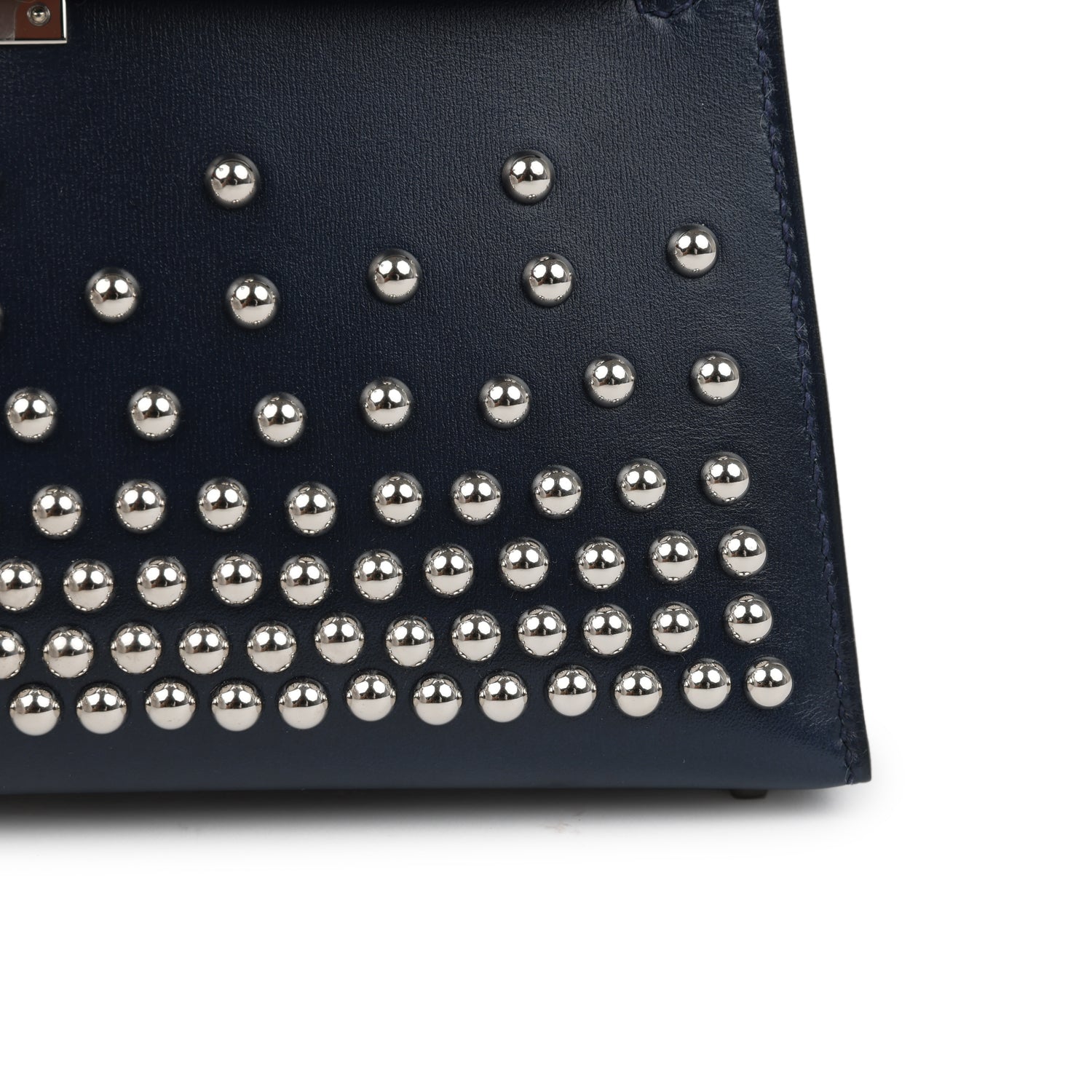 Hermes Kelly Sellier 20 Clouté Bleu Abysse Box Palladium Hardware