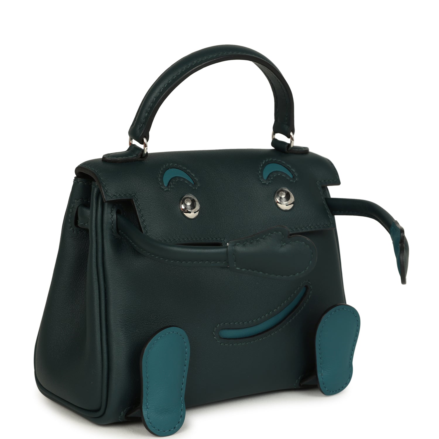 Hermes "Quelle Idolle" Kelly Doll Vert Cypress and Vert Bosphore Swift Palladium Hardware