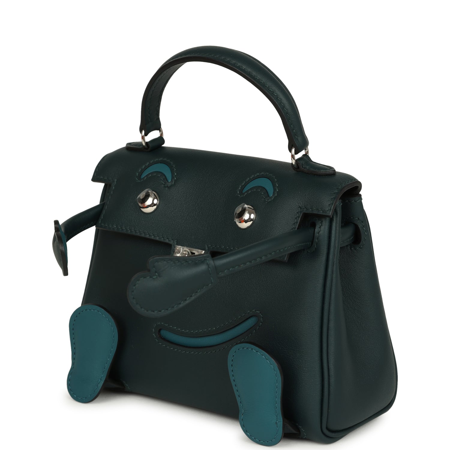 Hermes "Quelle Idolle" Kelly Doll Vert Cypress and Vert Bosphore Swift Palladium Hardware
