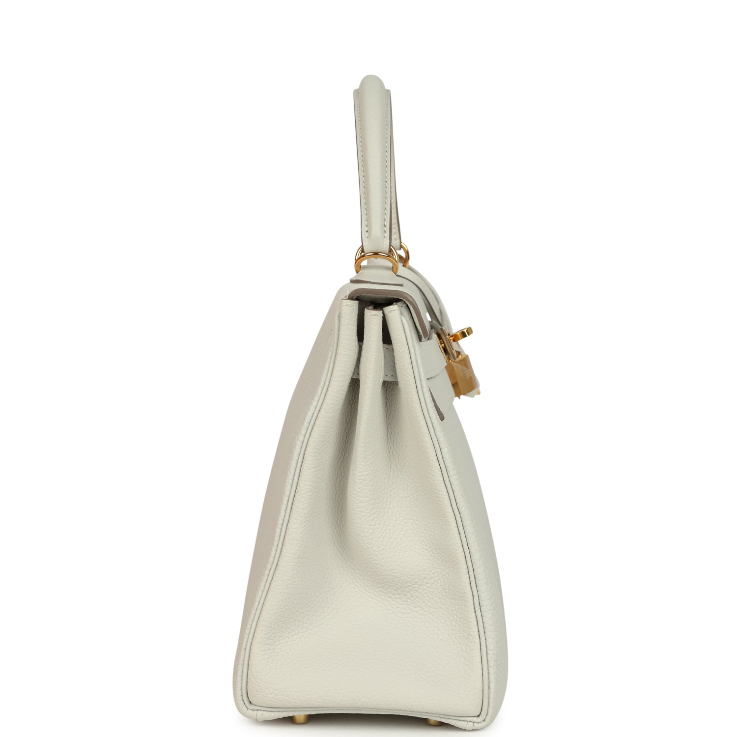 Pre-owned Hermes Kelly Retourne 28 Gris Pale Togo Gold Hardware