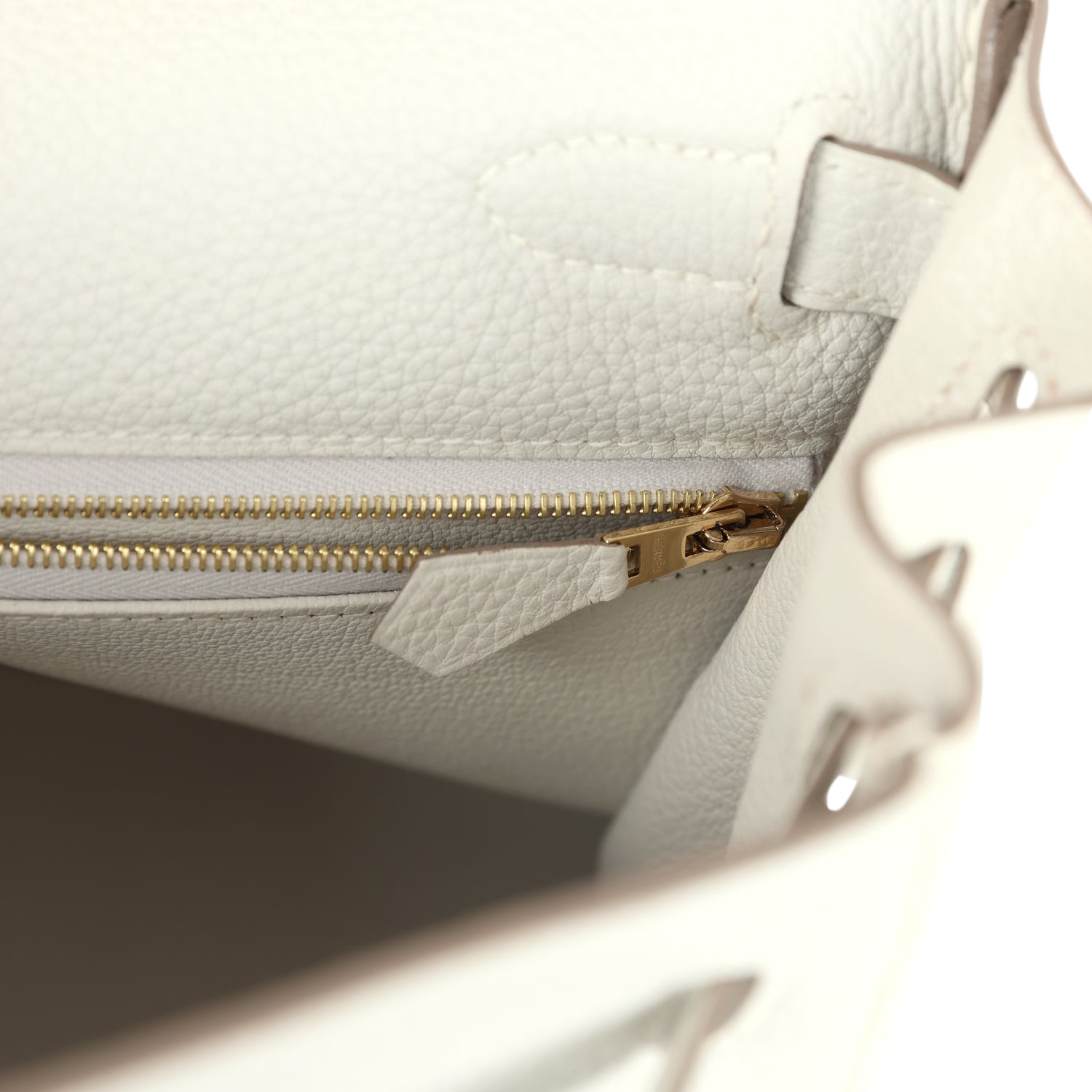 Pre-owned Hermes Kelly Retourne 28 Gris Pale Togo Gold Hardware