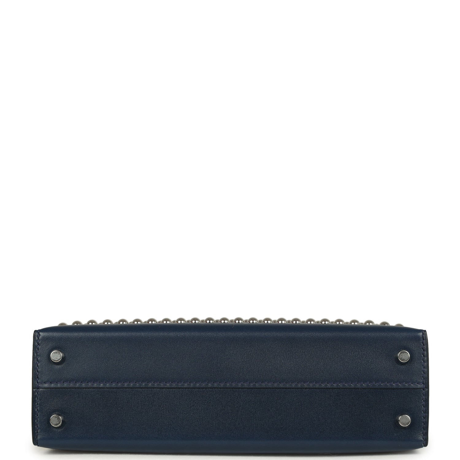 Hermes Kelly Sellier 20 Clouté Bleu Abyss Box Palladium Hardware