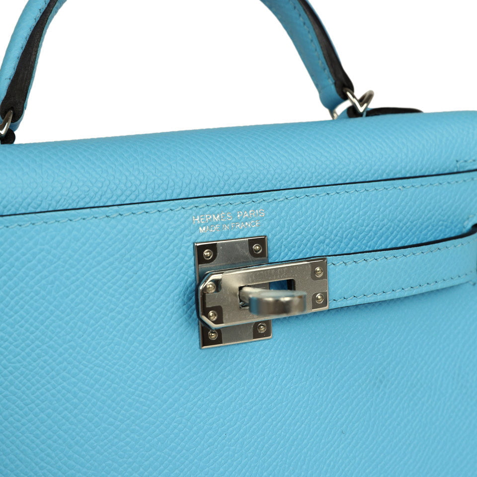 Hermes Kelly Sellier 20 Celeste Epsom Palladium Hardware