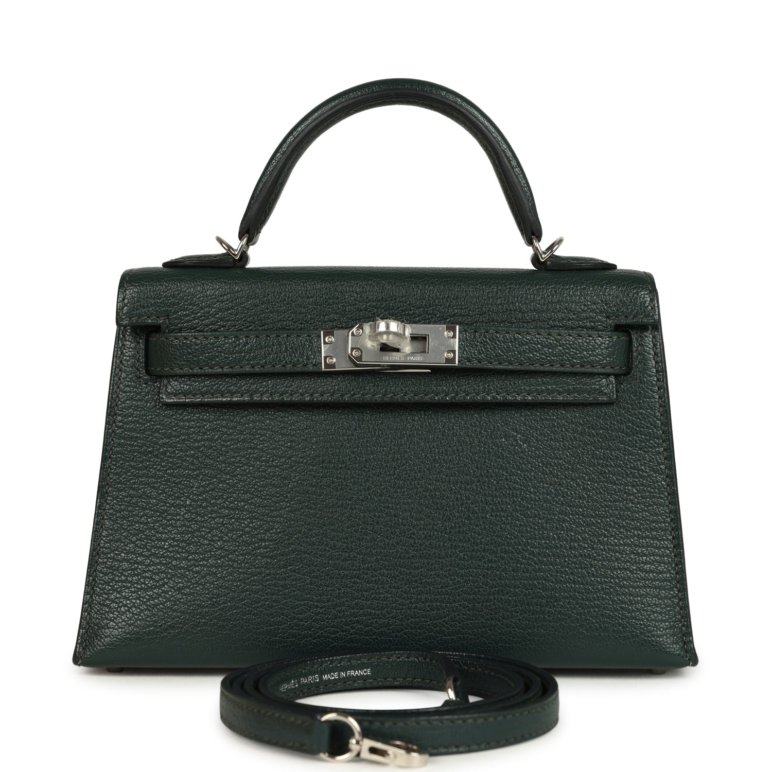 Pre-owned Hermes Kelly Sellier 20 Vert Titien Verso Chevre Mysore Palladium Hardware
