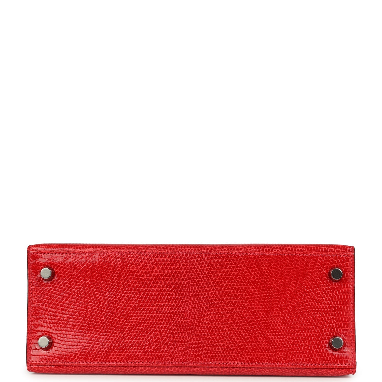 Vintage Hermes Kelly Sellier 25 Rouge Moyen Varanus Niloticus Lizard Ruthenium Hardware