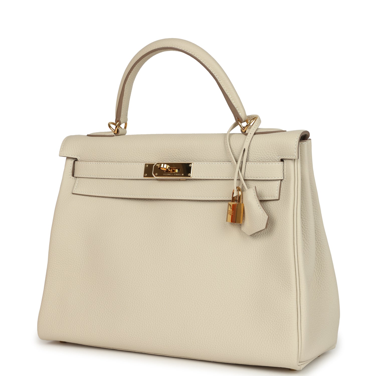 Pre-owned Hermes Kelly Retourne 32 Craie Togo Gold Hardware
