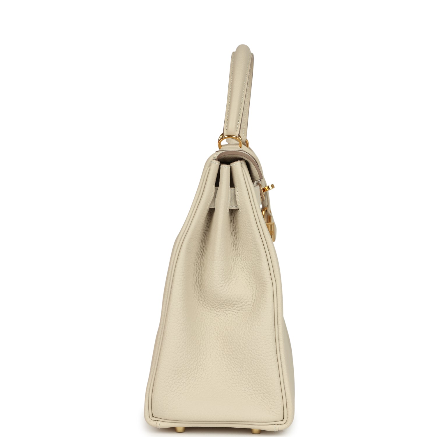 Pre-owned Hermes Kelly Retourne 32 Craie Togo Gold Hardware