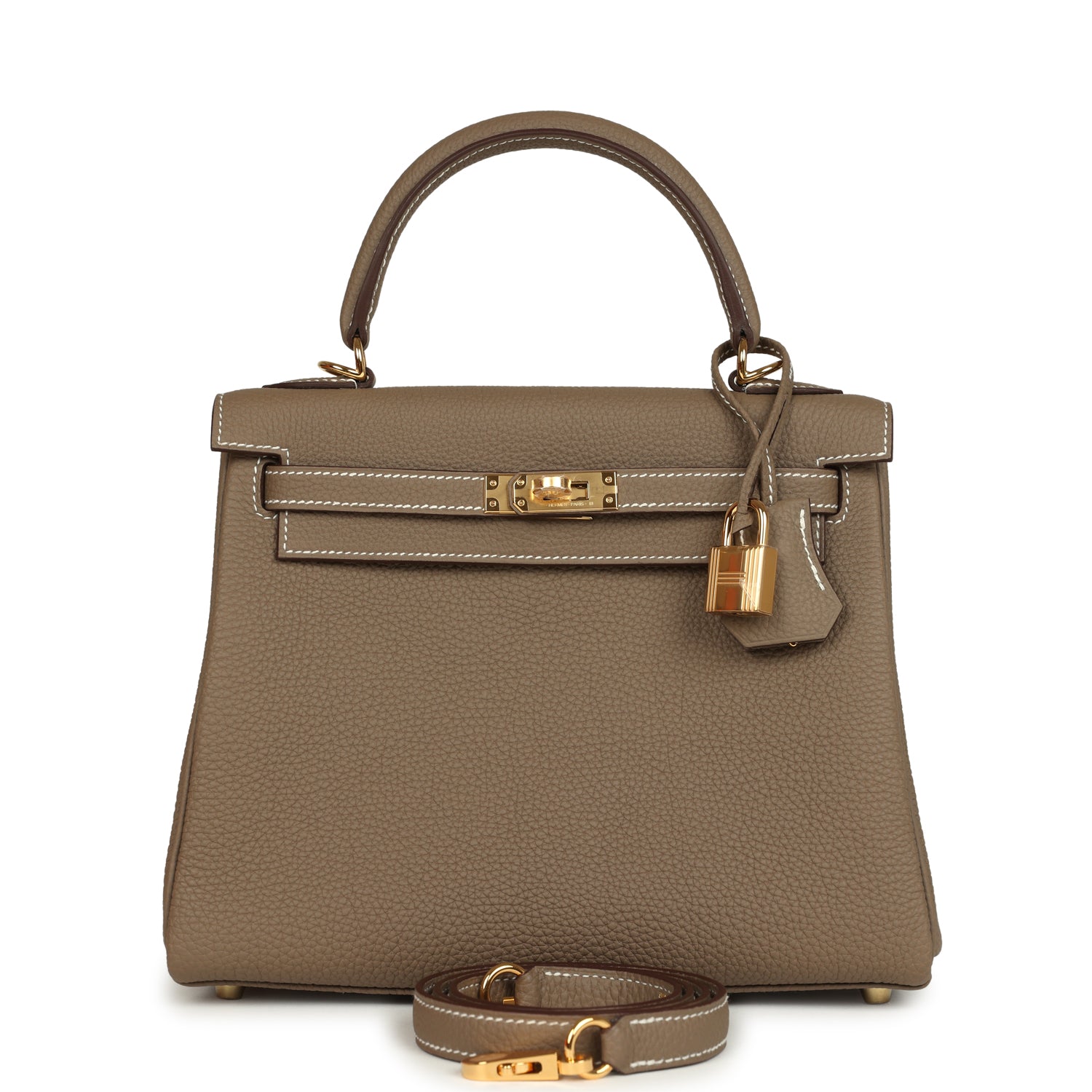 Hermes Kelly Retourne 25 Etoupe Togo Gold Hardware