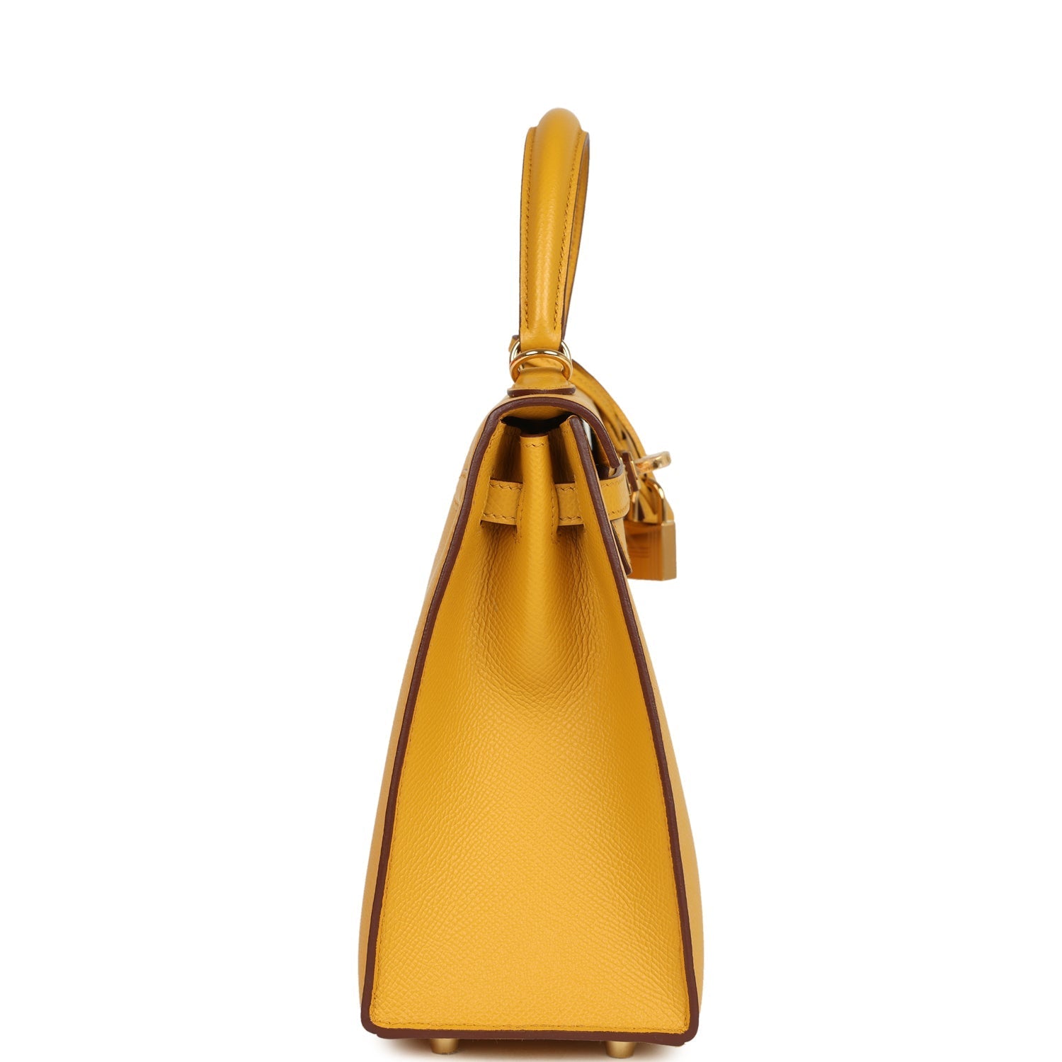 Pre-owned Hermes Kelly Sellier 25 Jaune Ambre Epsom Gold Hardware