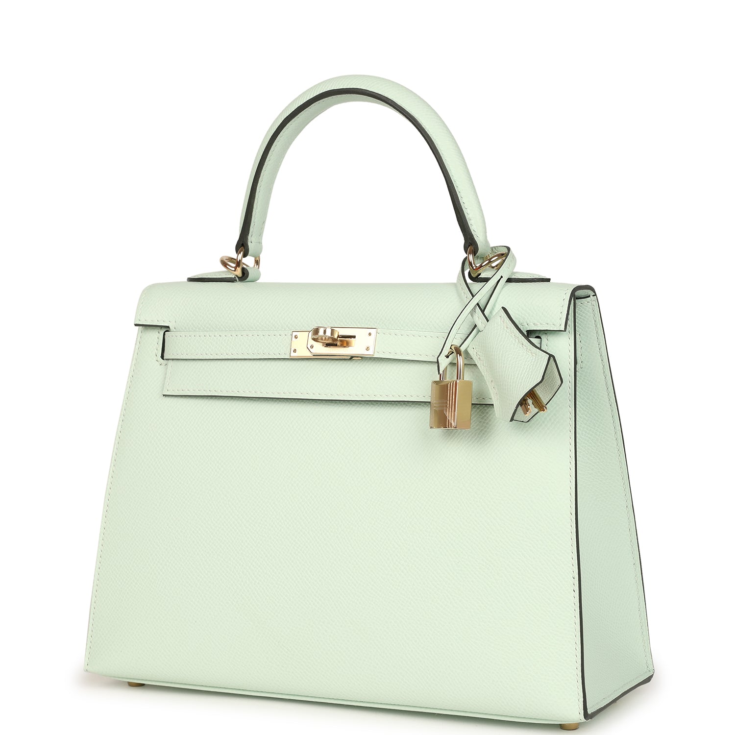 Hermes Kelly Sellier 25 Vert Peppermint Epsom Permabrass Hardware