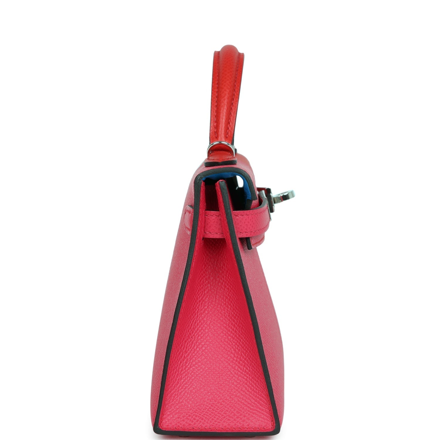 Pre-owned Hermes Casaque Kelly Sellier 20 Rouge de Coeur and Rose Extreme Epsom Palladium Hardware