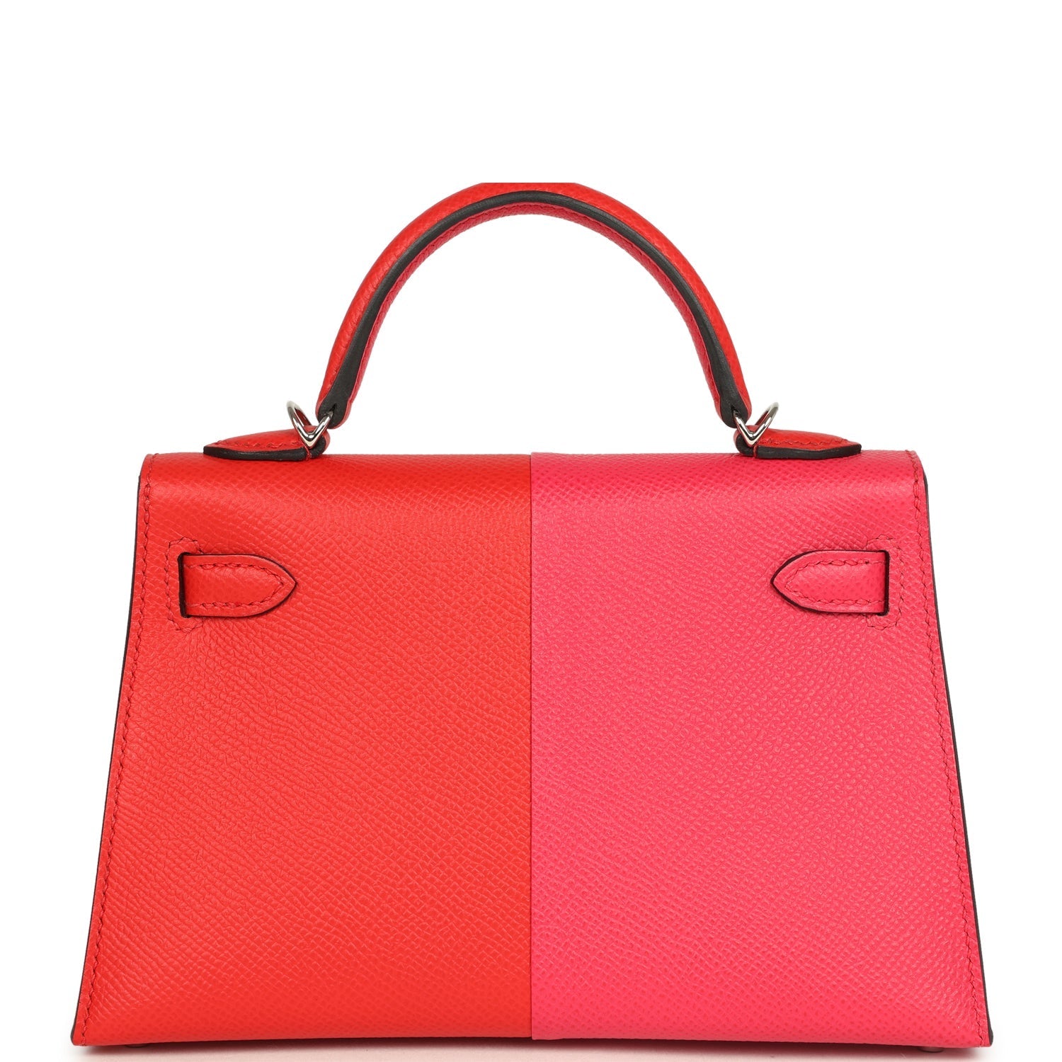 Pre-owned Hermes Casaque Kelly Sellier 20 Rouge de Coeur and Rose Extreme Epsom Palladium Hardware