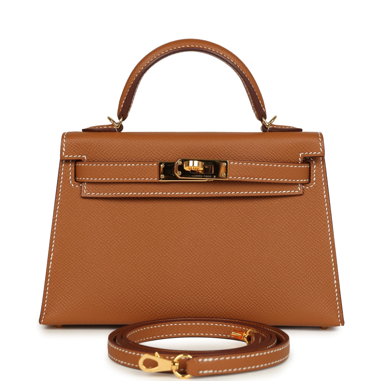 Pre-owned Hermes Kelly Sellier 20 Gold Epsom Gold Hardware
