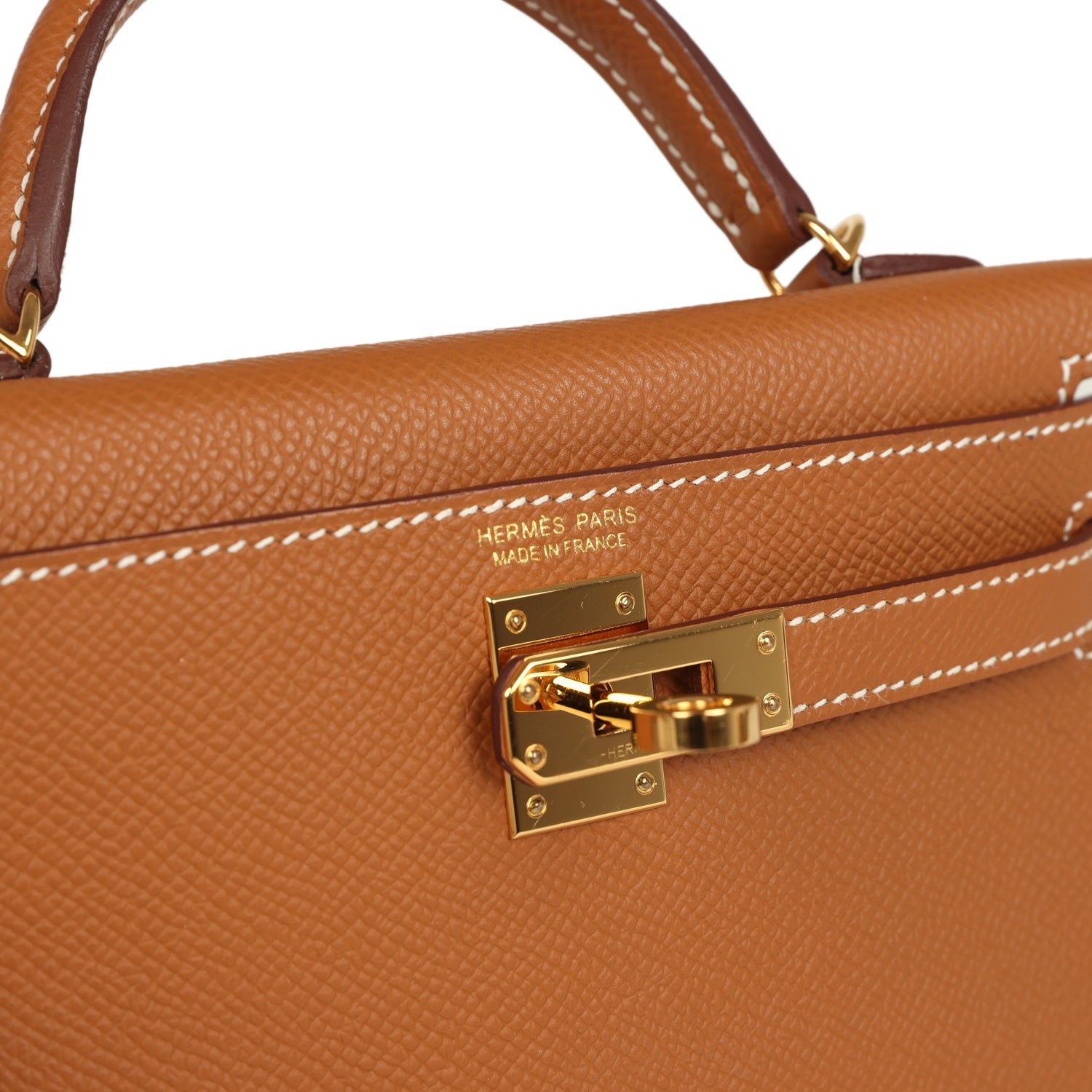 Pre-owned Hermes Kelly Sellier 20 Gold Epsom Gold Hardware