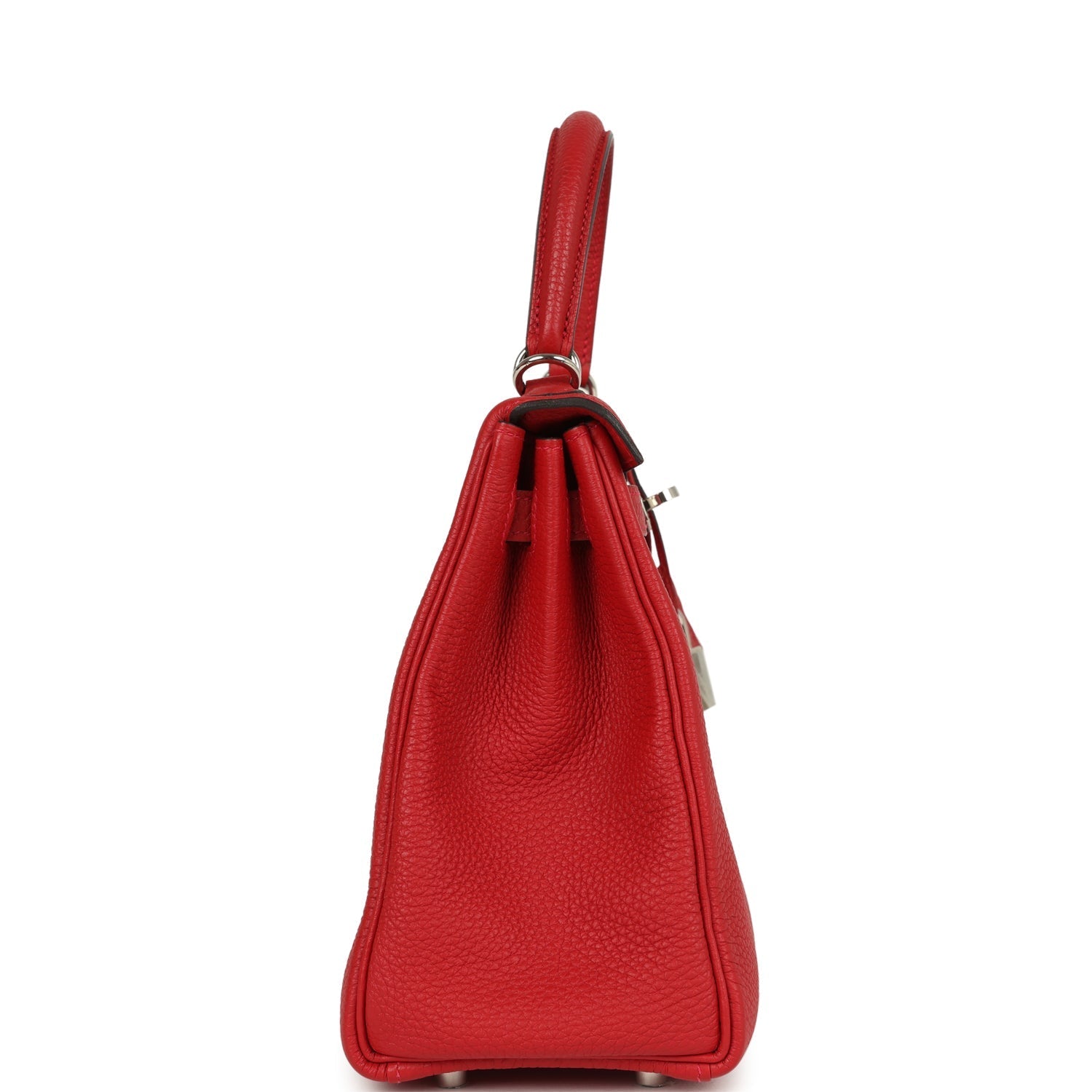 Pre-owned Hermes Kelly Retourne 25 Rouge Casaque Togo Palladium Hardware