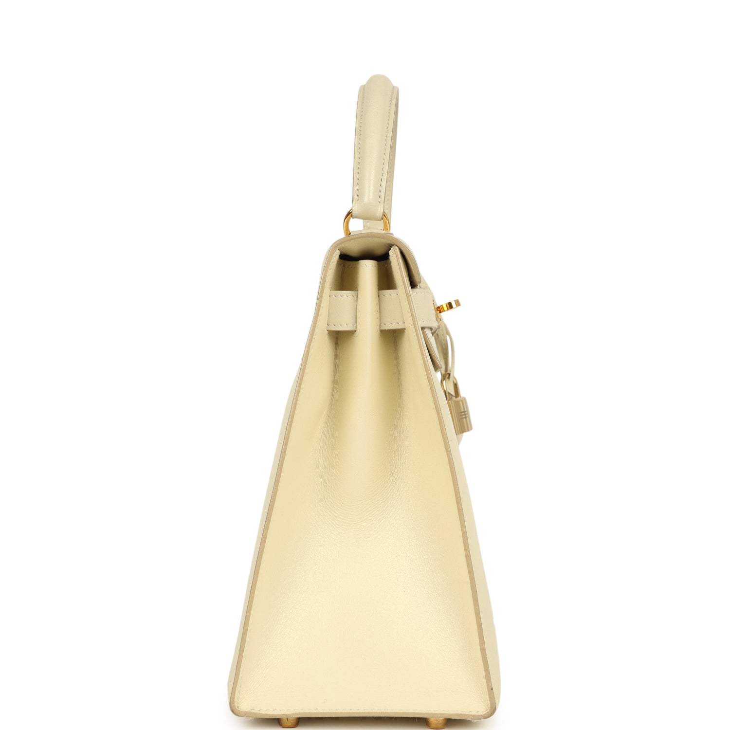 Vintage Hermes Kelly Sellier 28 Parchemin Box Gold Hardware
