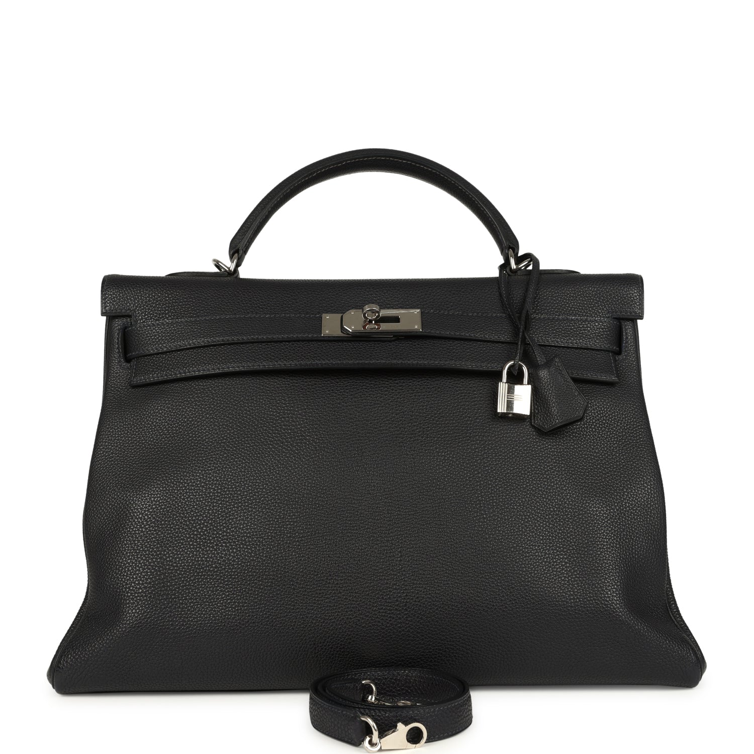 Pre-owned Hermes Kelly Retourne 40 Bleu Indigo Togo Palladium Hardware