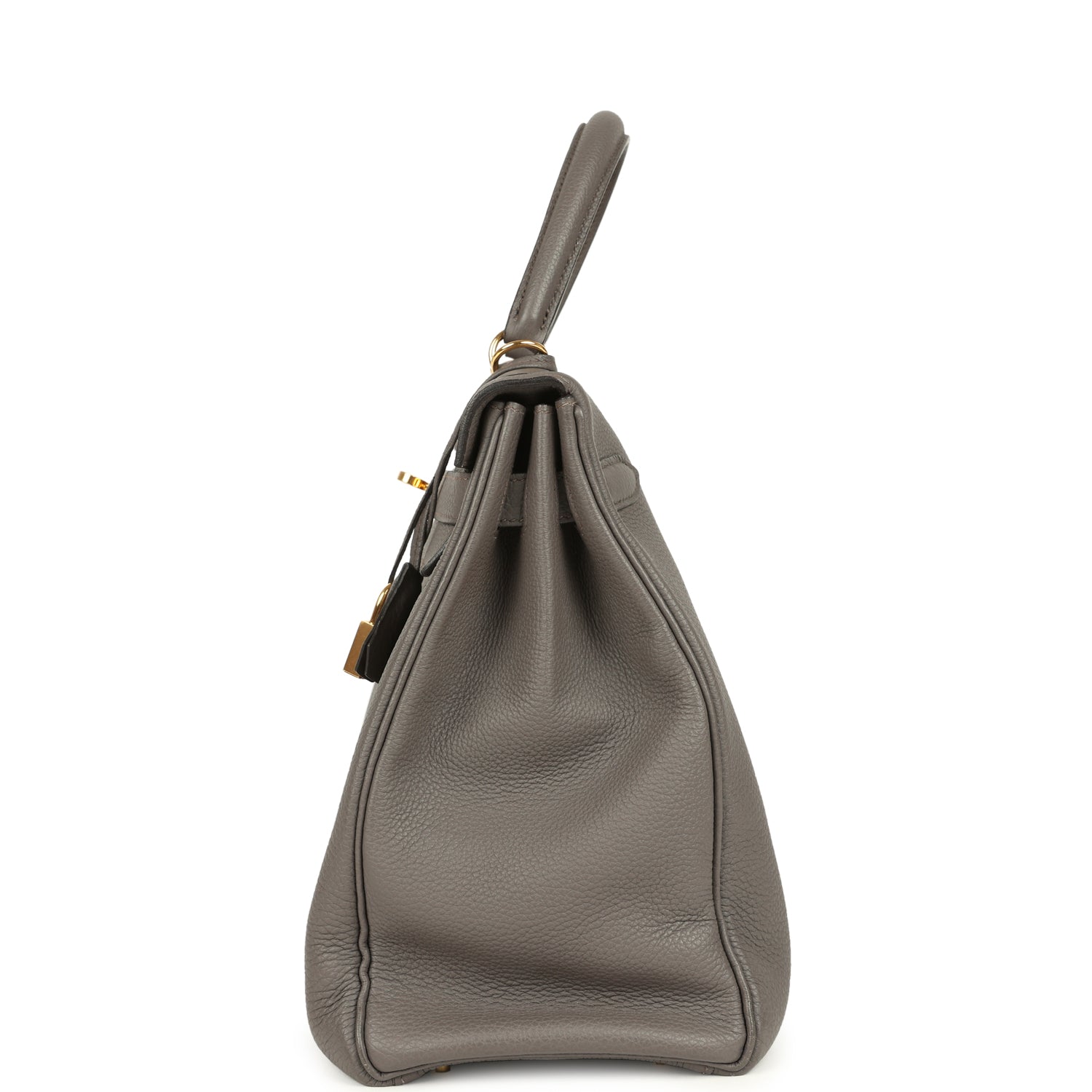 Pre-owned Hermes Kelly Retourne 35 Etain Togo Gold Hardware