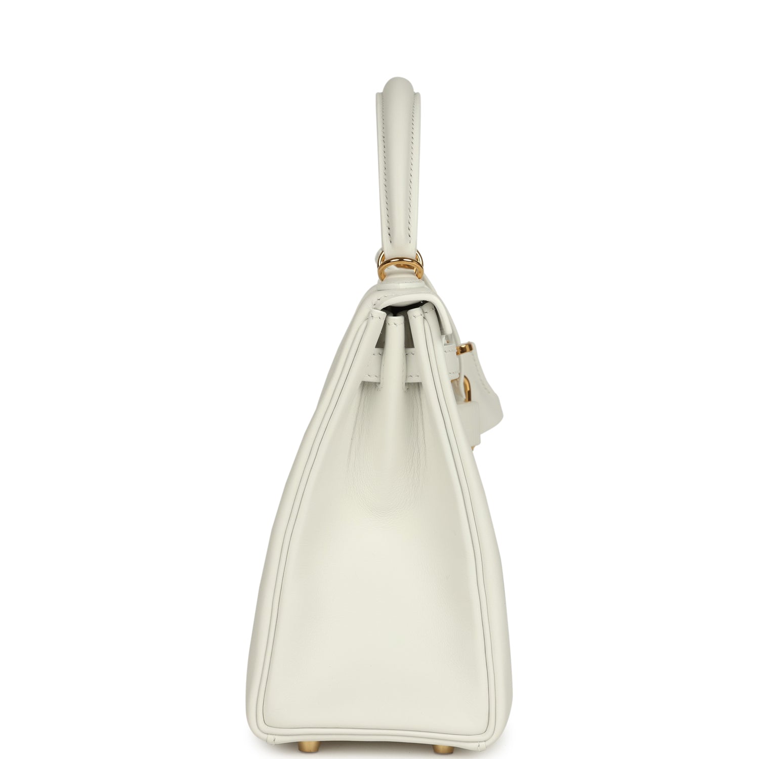 Hermes Kelly Retourne 25 New White Swift Gold Hardware