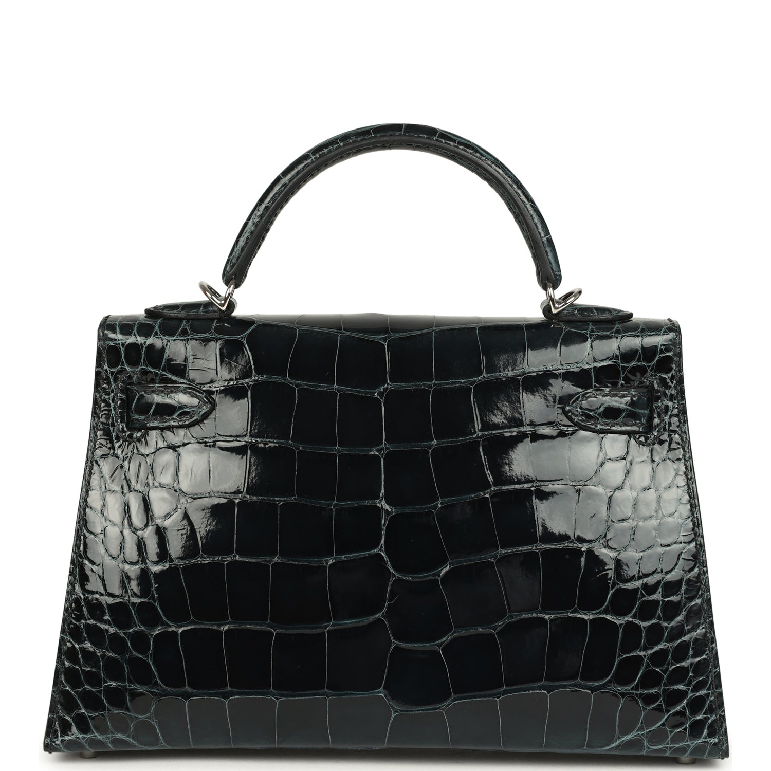 Pre-owned Hermes Special Order (HSS) Kelly Sellier 20 Vert Rousseau Verso Shiny Alligator Mississippiensis Palladium Hardware